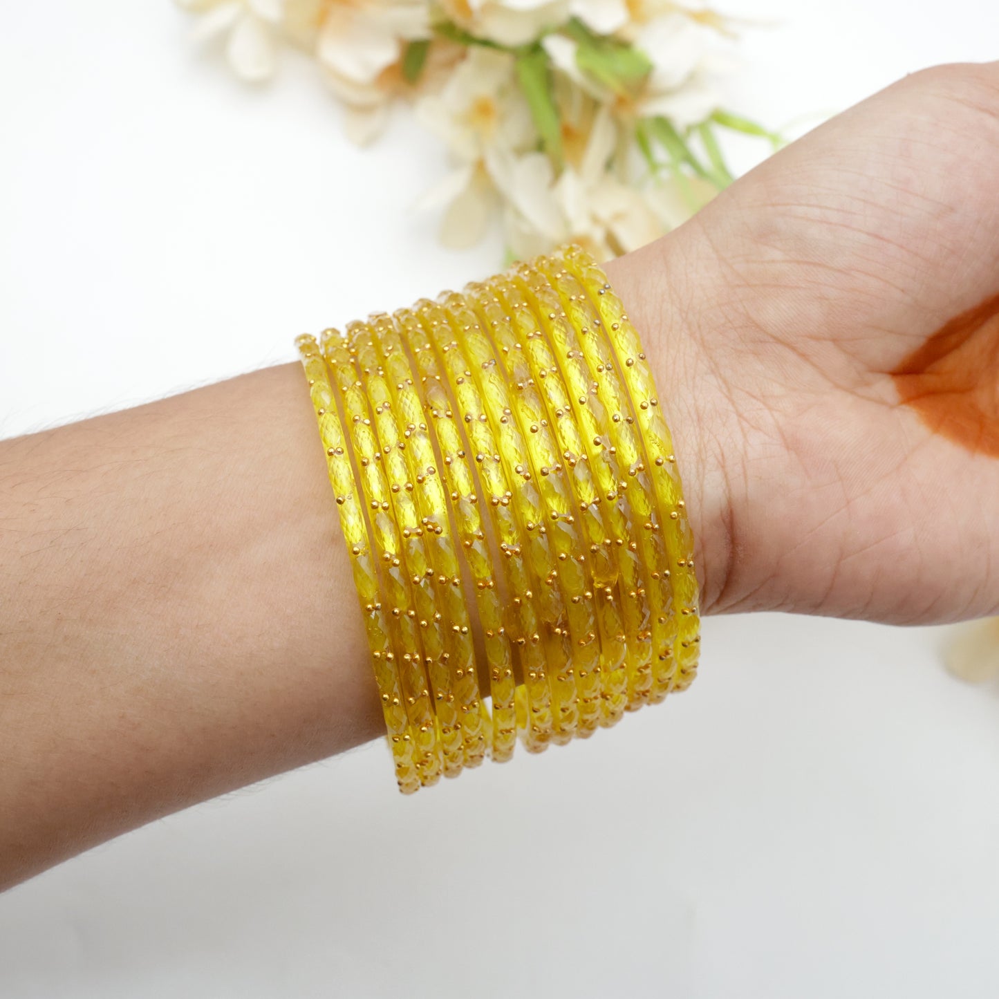 Raindrop Crystal Cut Glass Bangles - Peela