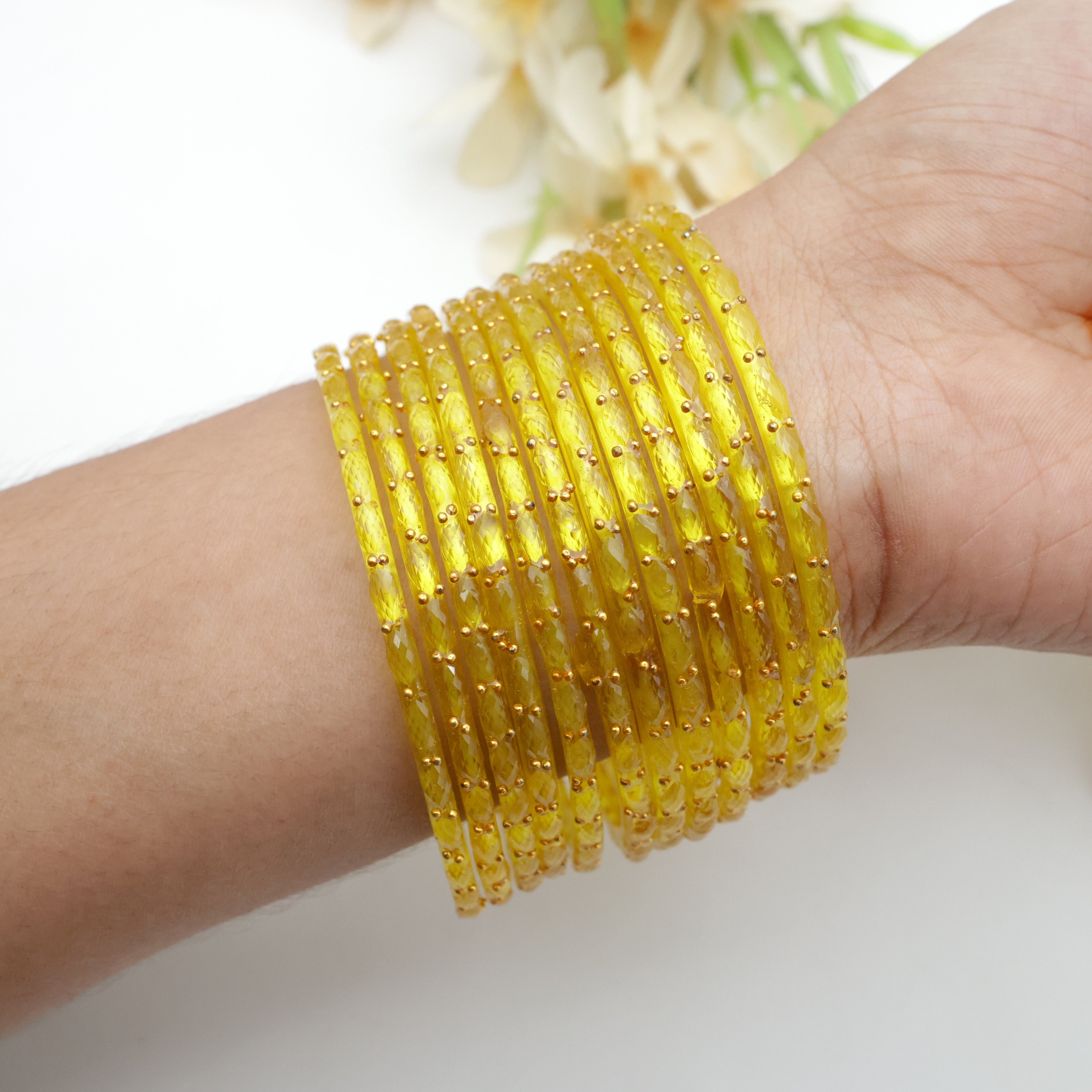 Raindrop Crystal Cut Glass Bangles - Peela