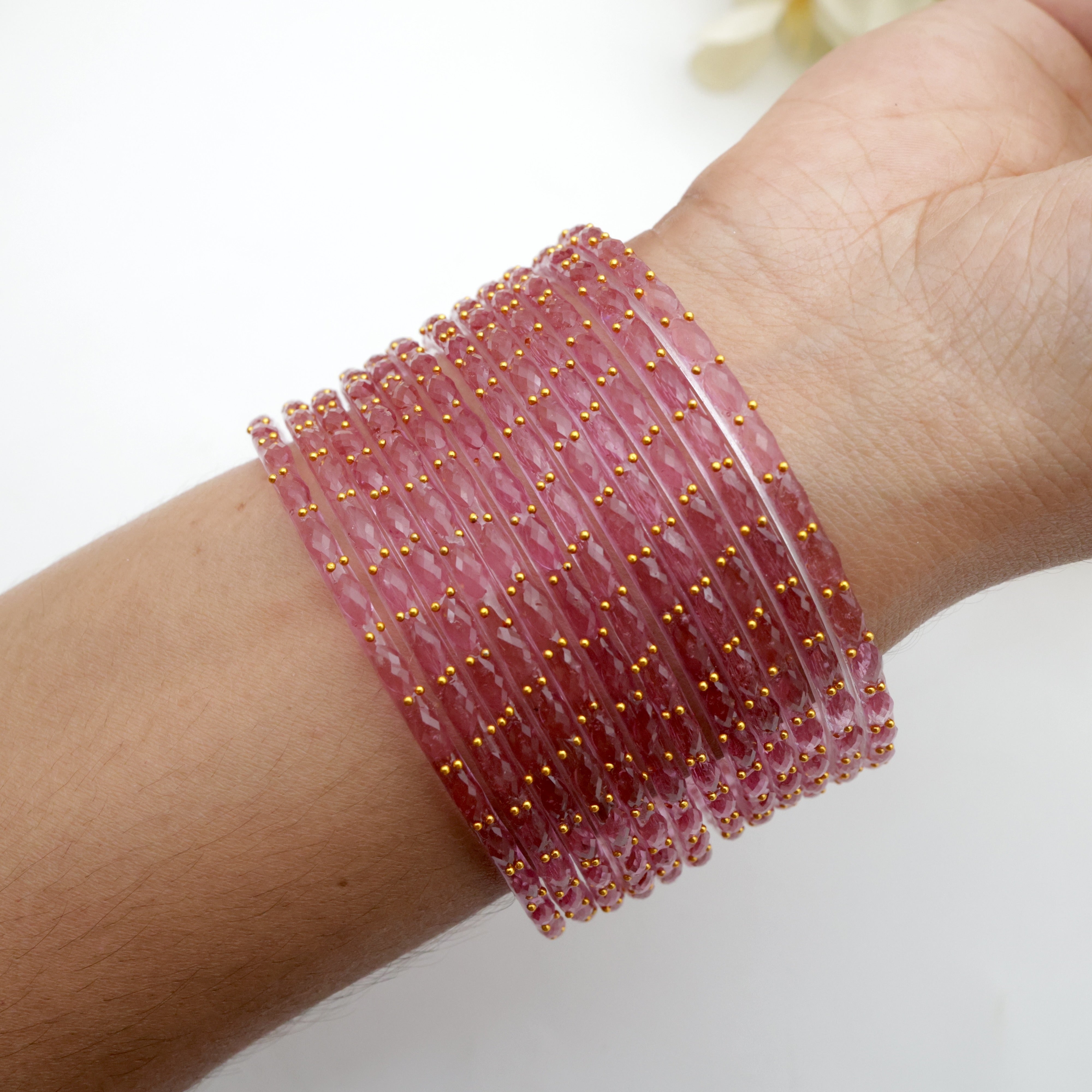 Raindrop Crystal Cut Glass Bangles - Onion