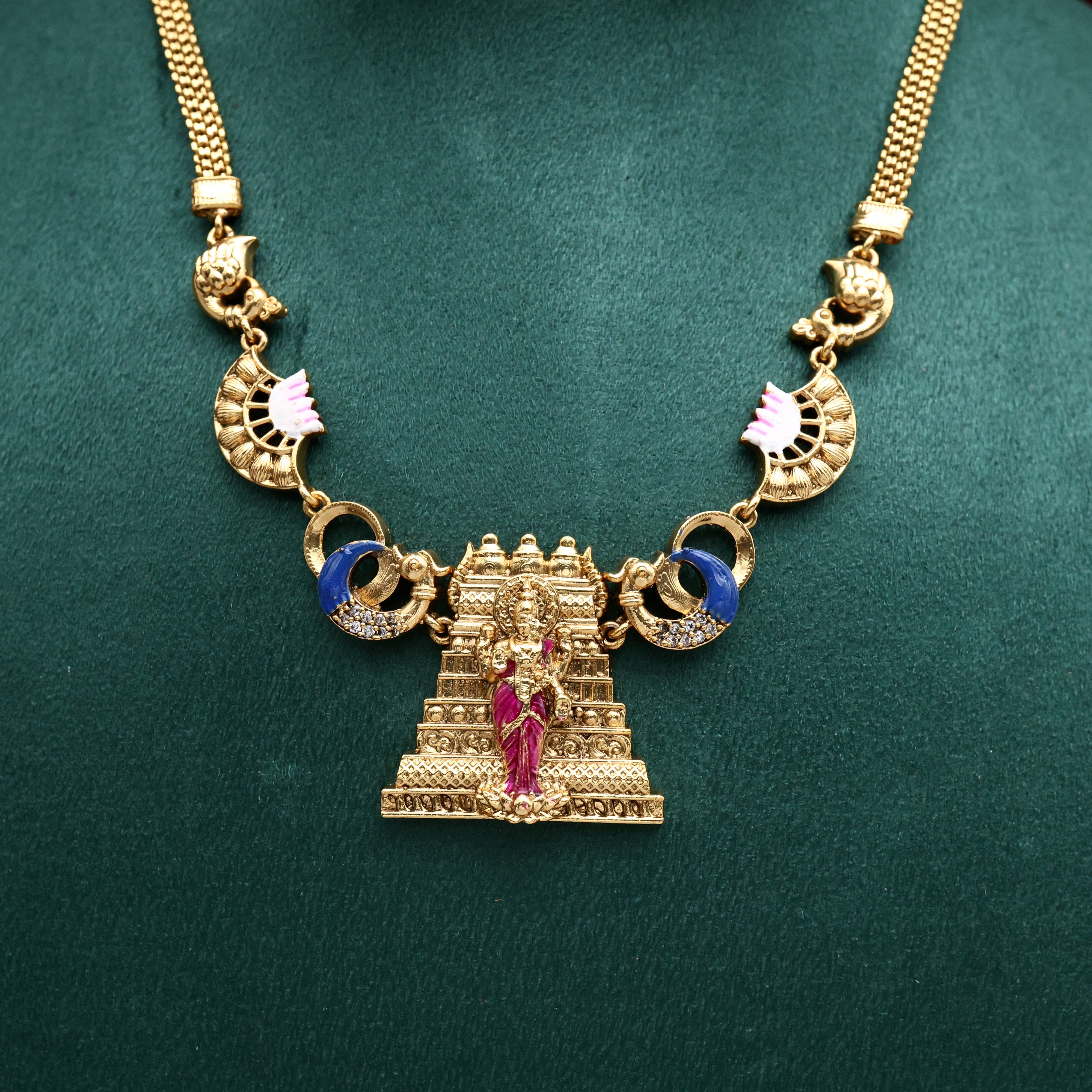 Unique Lakshmi Temple Gopuram Necklace Set