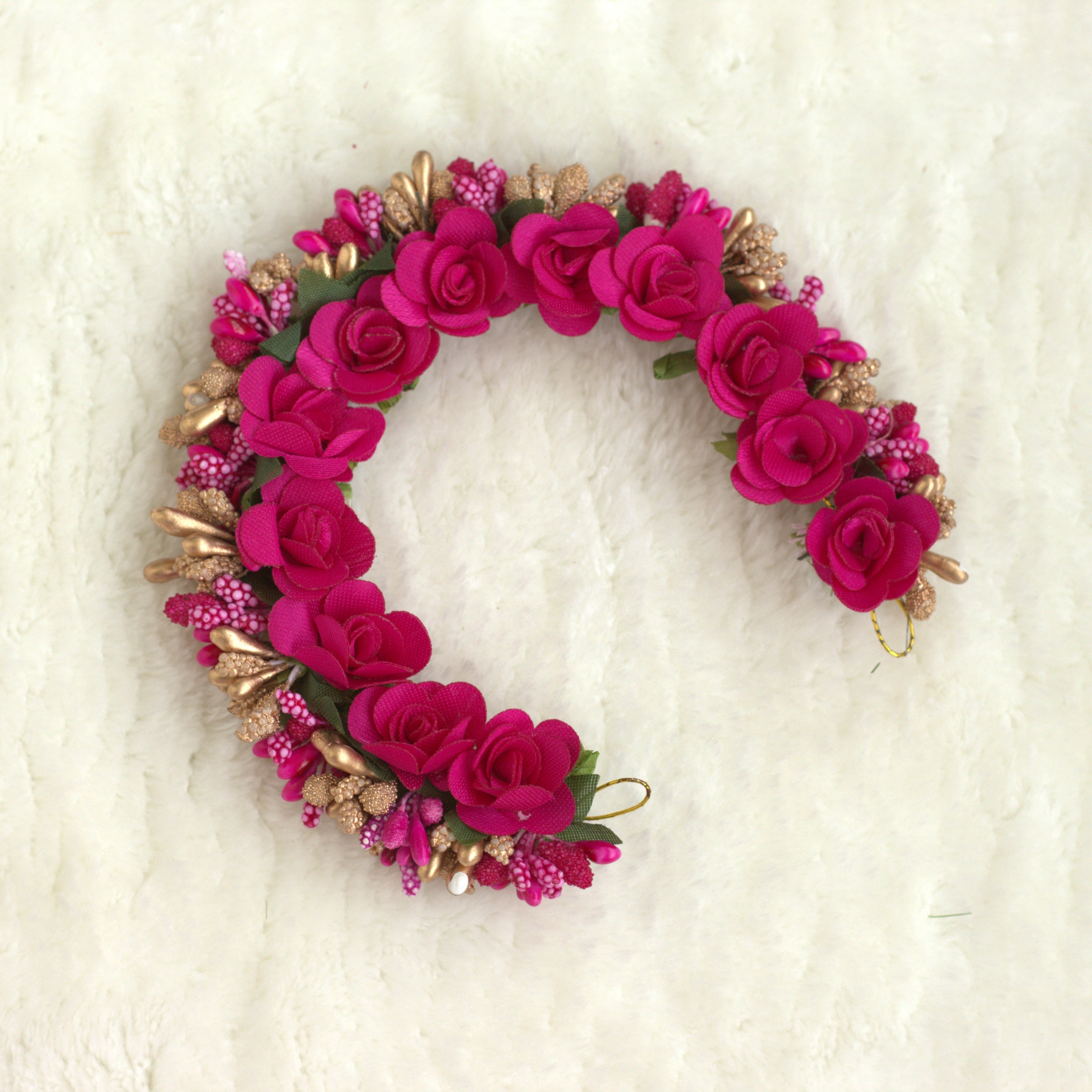 Flexible Baby's Breath and Roses Artificial Hair Bun Flower Accessory