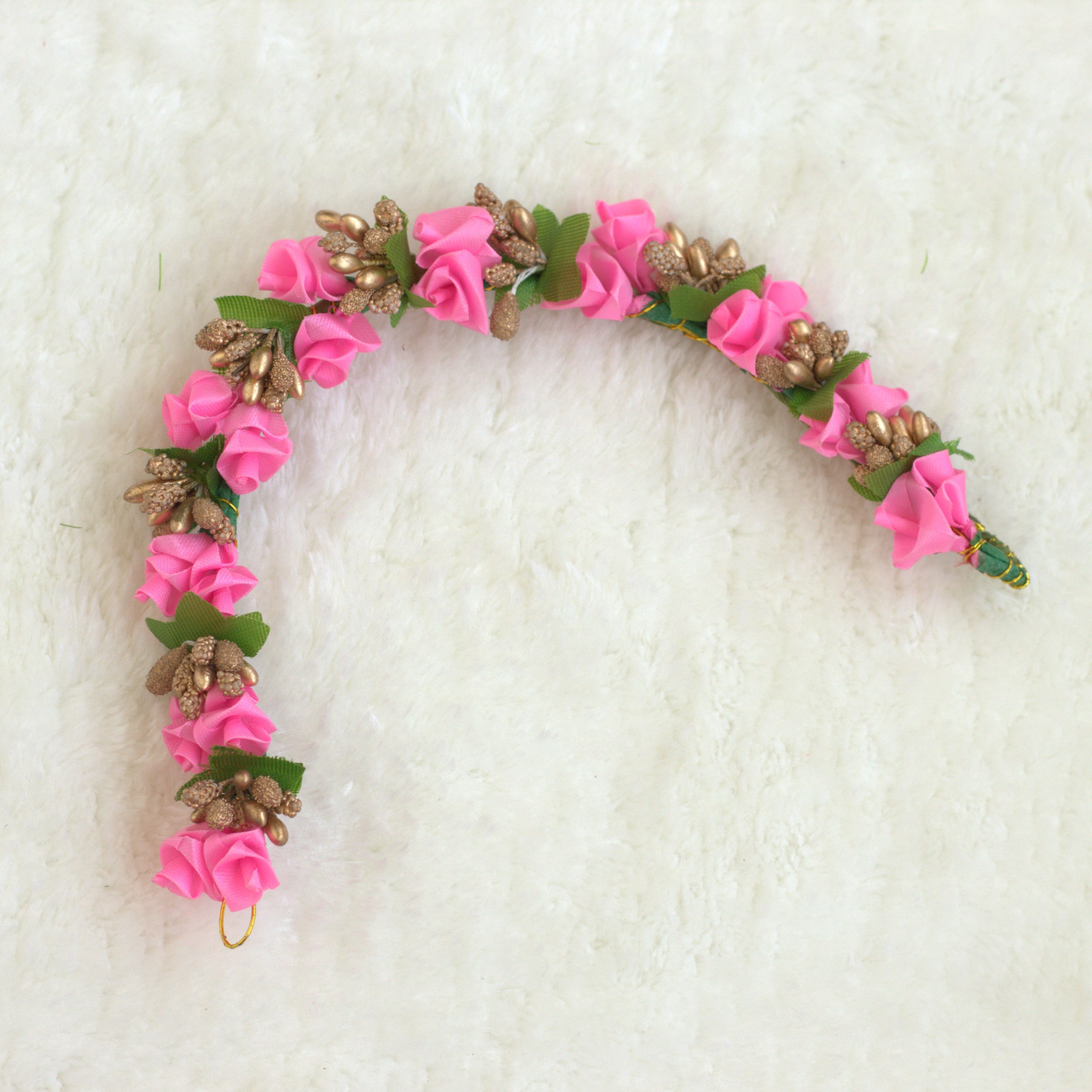 Flexible Double Roses with Baby's Breath Artificial Hair Bun Flower Accessory