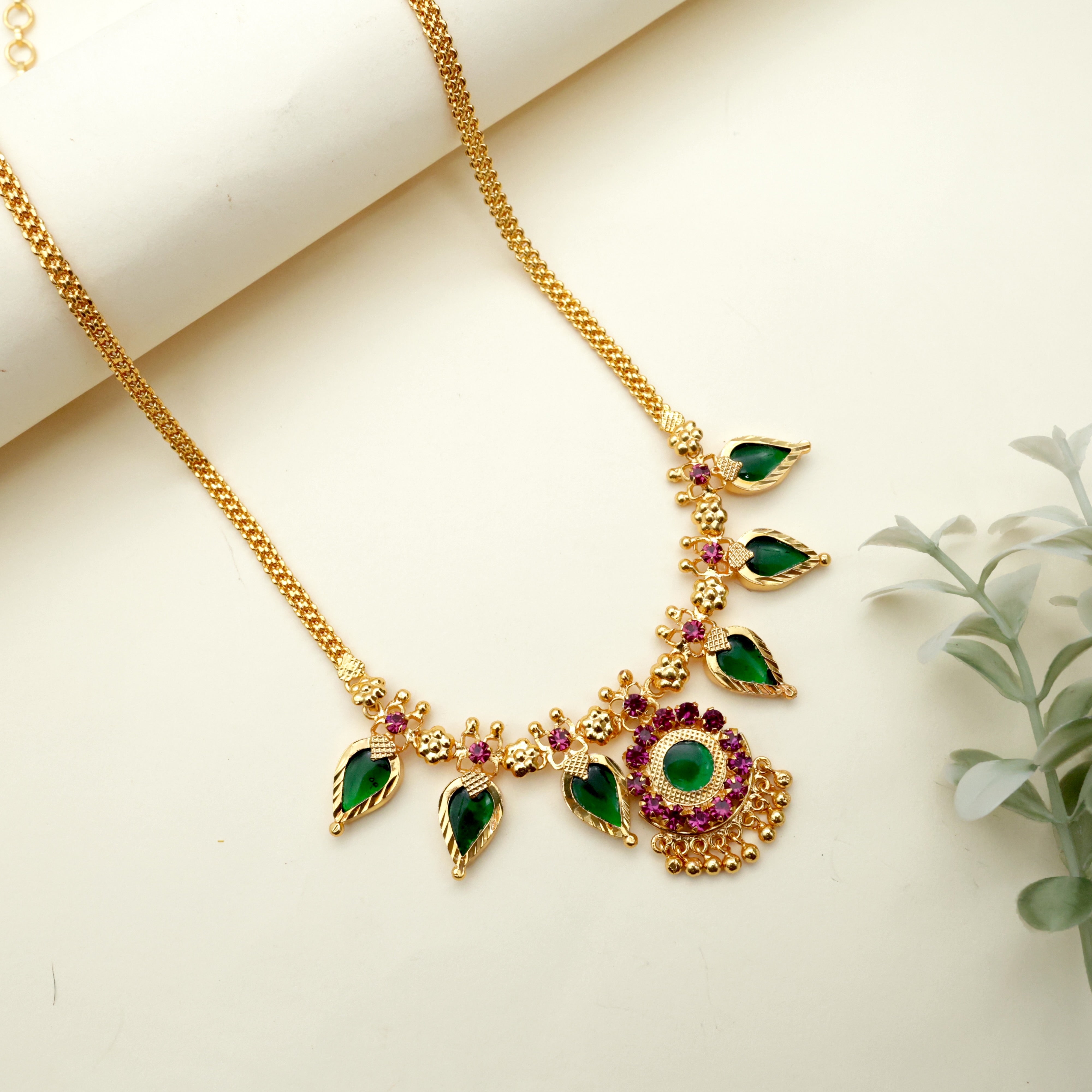 Real Gold Tone Gopi Palakka AD Necklace