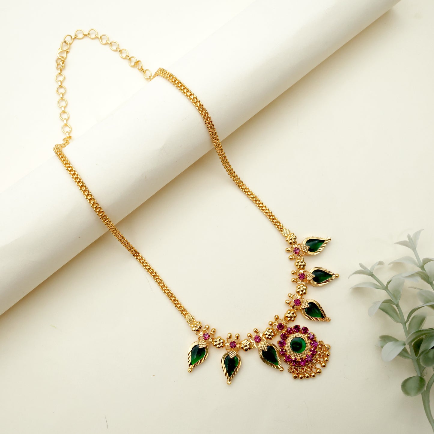 Real Gold Tone Gopi Palakka AD Necklace