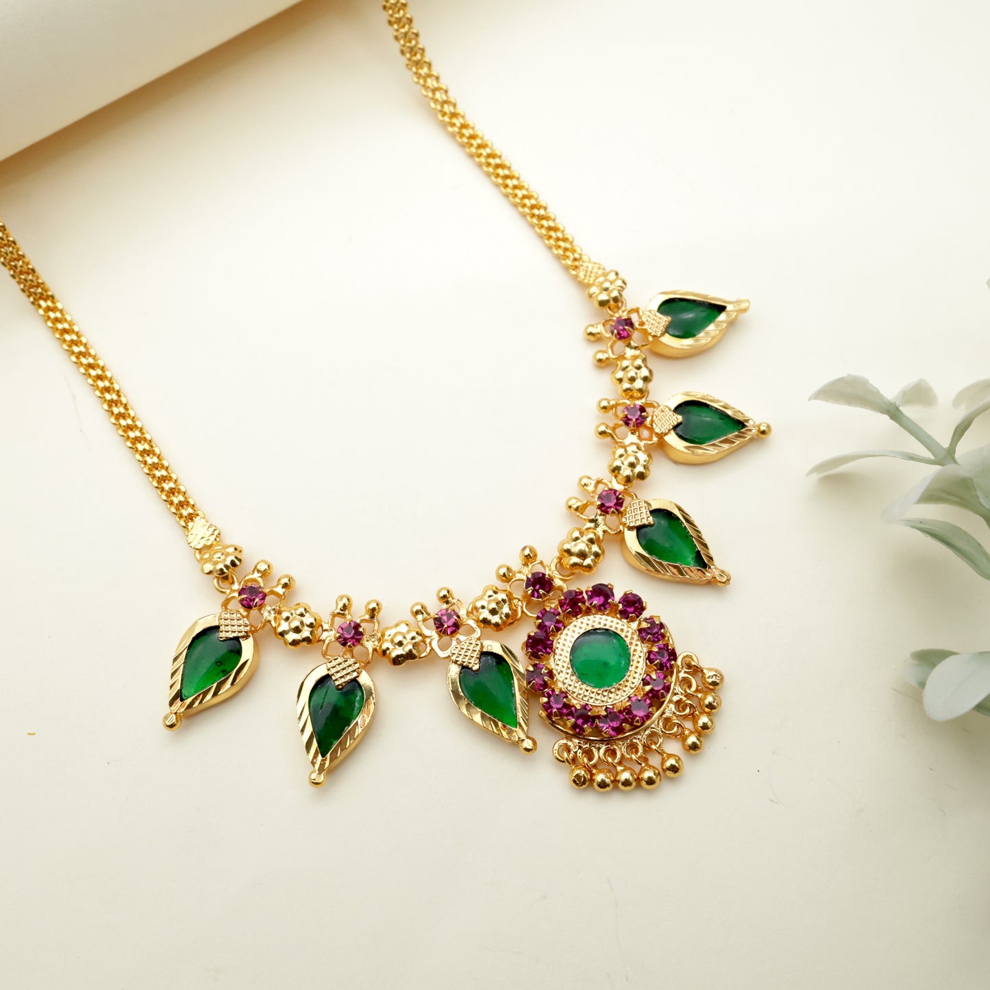 Real Gold Tone Gopi Palakka AD Necklace