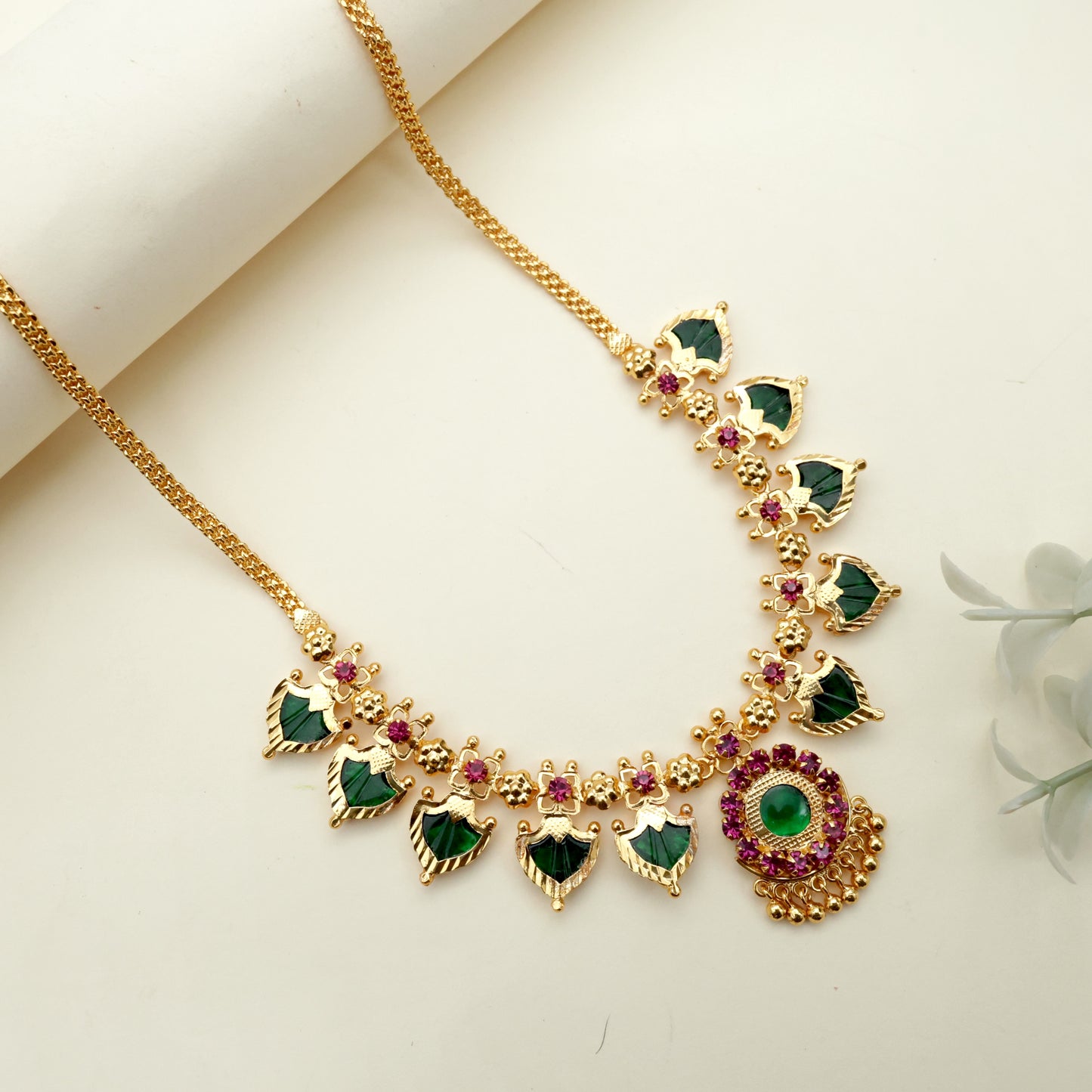 Real Gold Tone AD Palakka Necklace