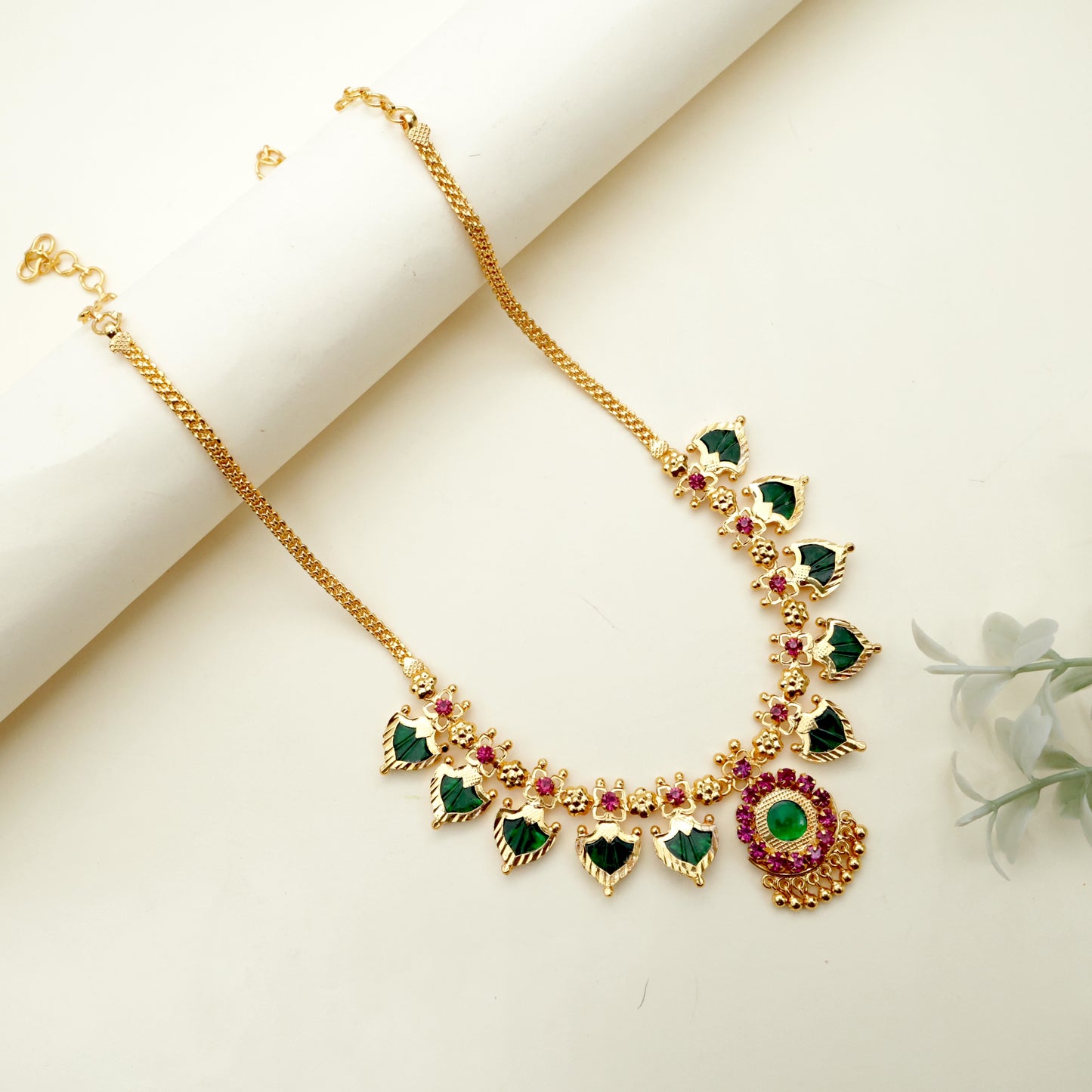 Real Gold Tone AD Palakka Necklace