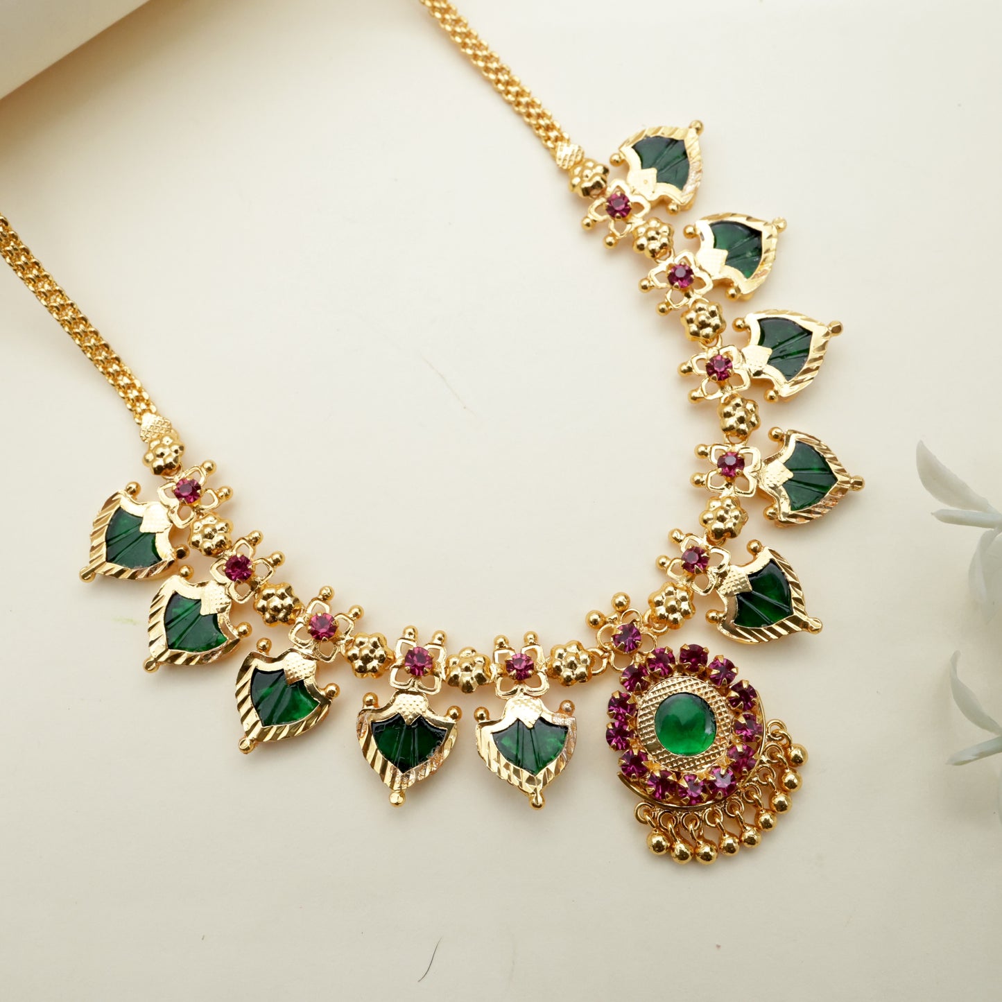 Real Gold Tone AD Palakka Necklace