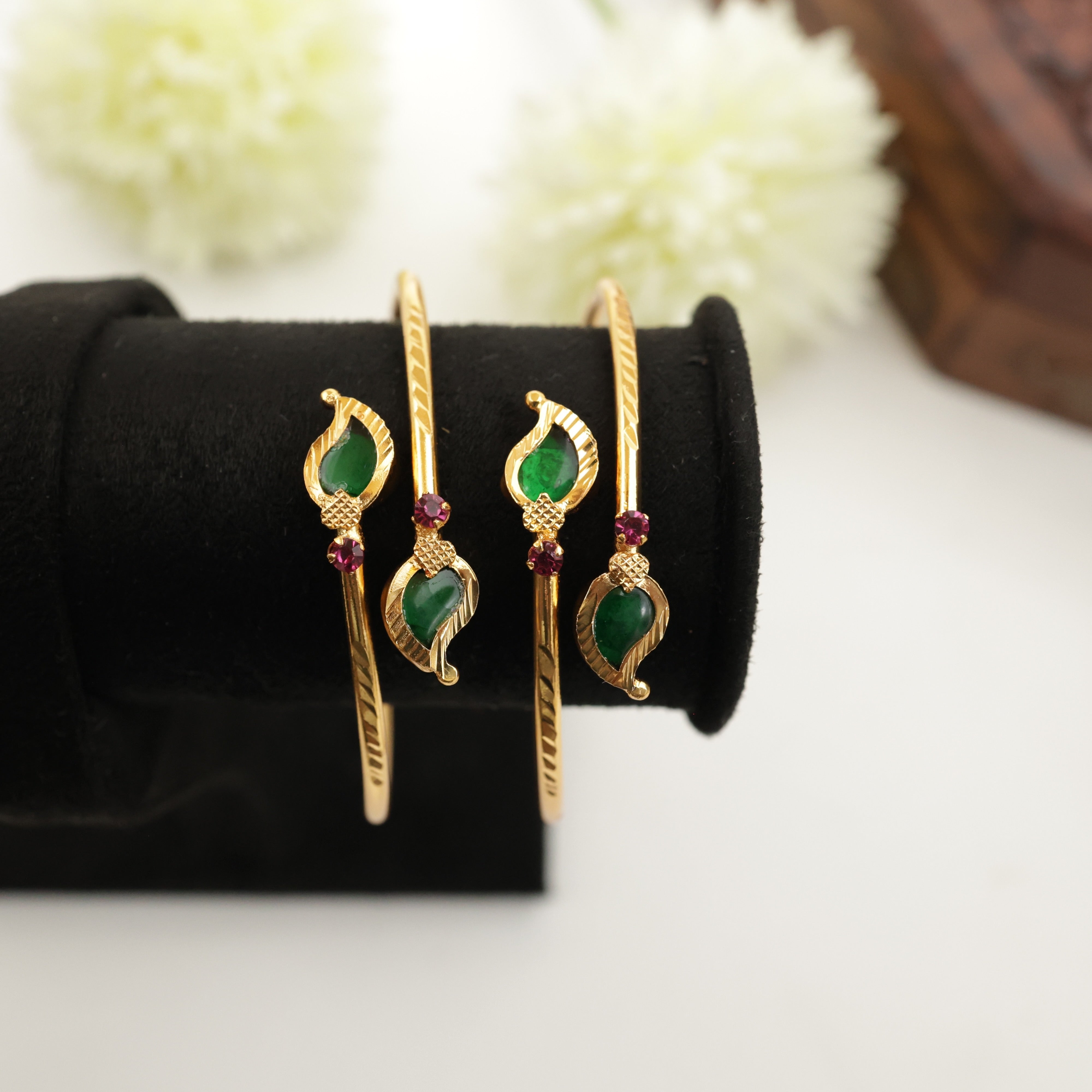 REAL GOLD TONE PALAKKA MANGO ADJUSTABLE FREE SIZE KADAS - ONE PAIR