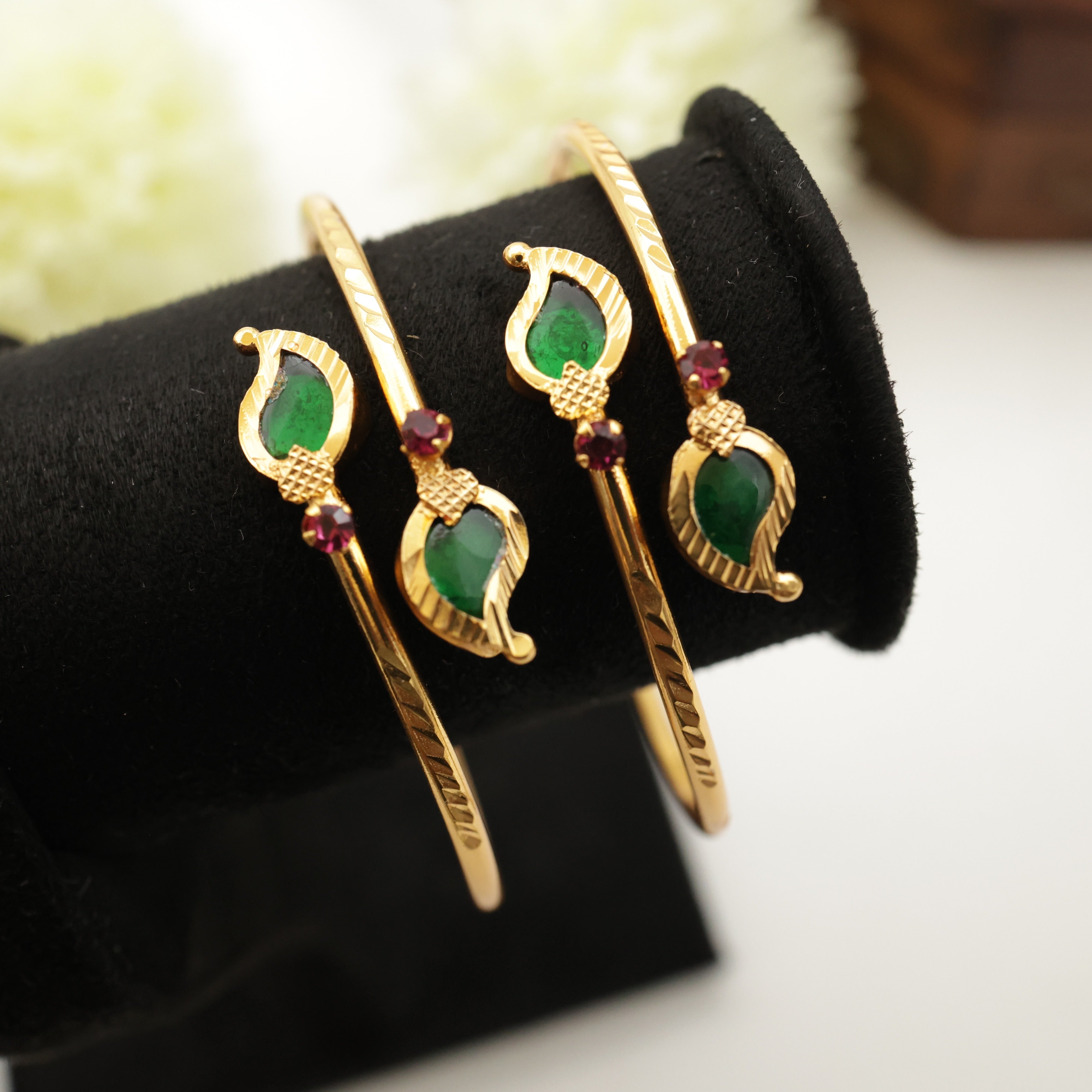 REAL GOLD TONE PALAKKA MANGO ADJUSTABLE FREE SIZE KADAS - ONE PAIR