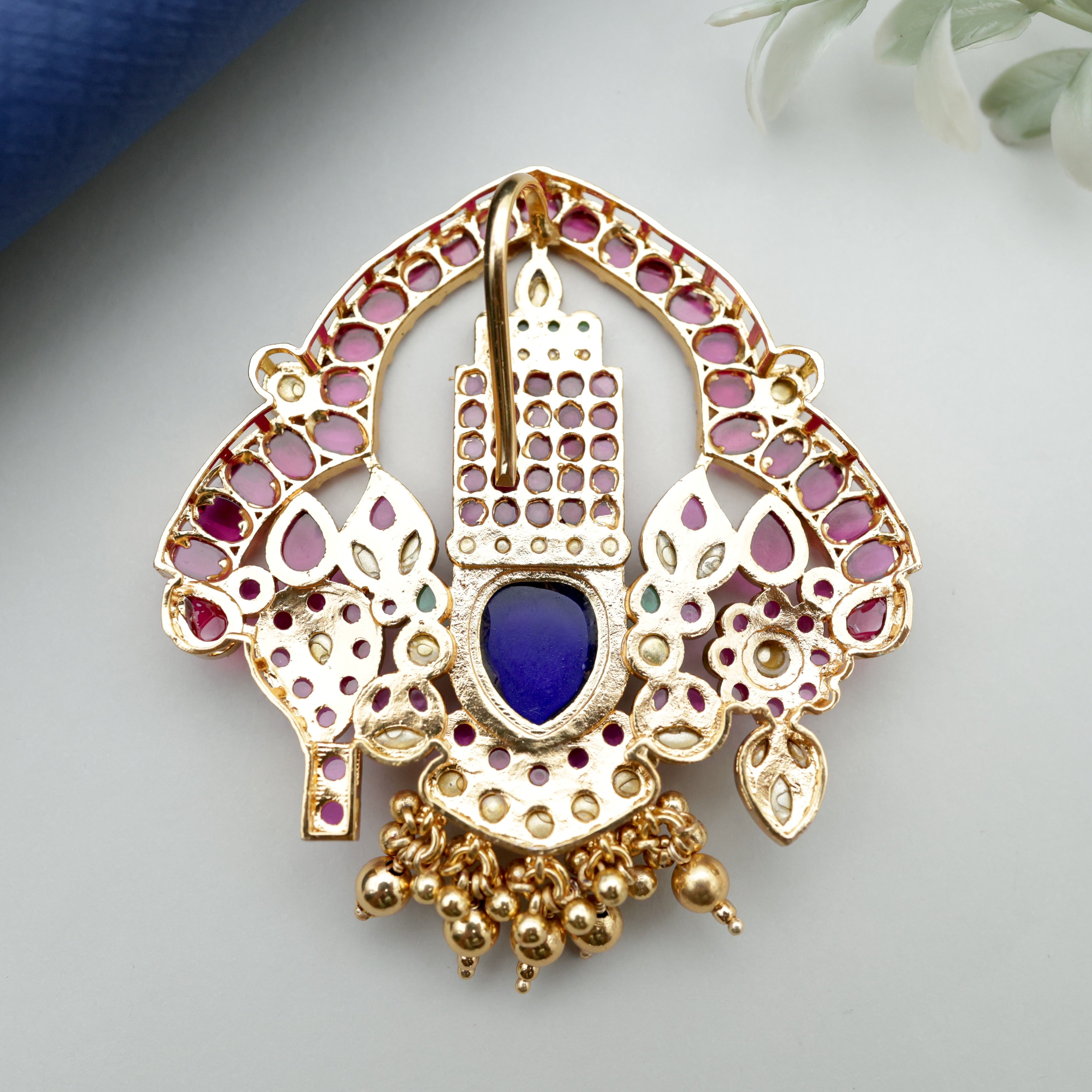 Detachable Premium Kemp Kundan Lord Venkateshwara Divine Pendant