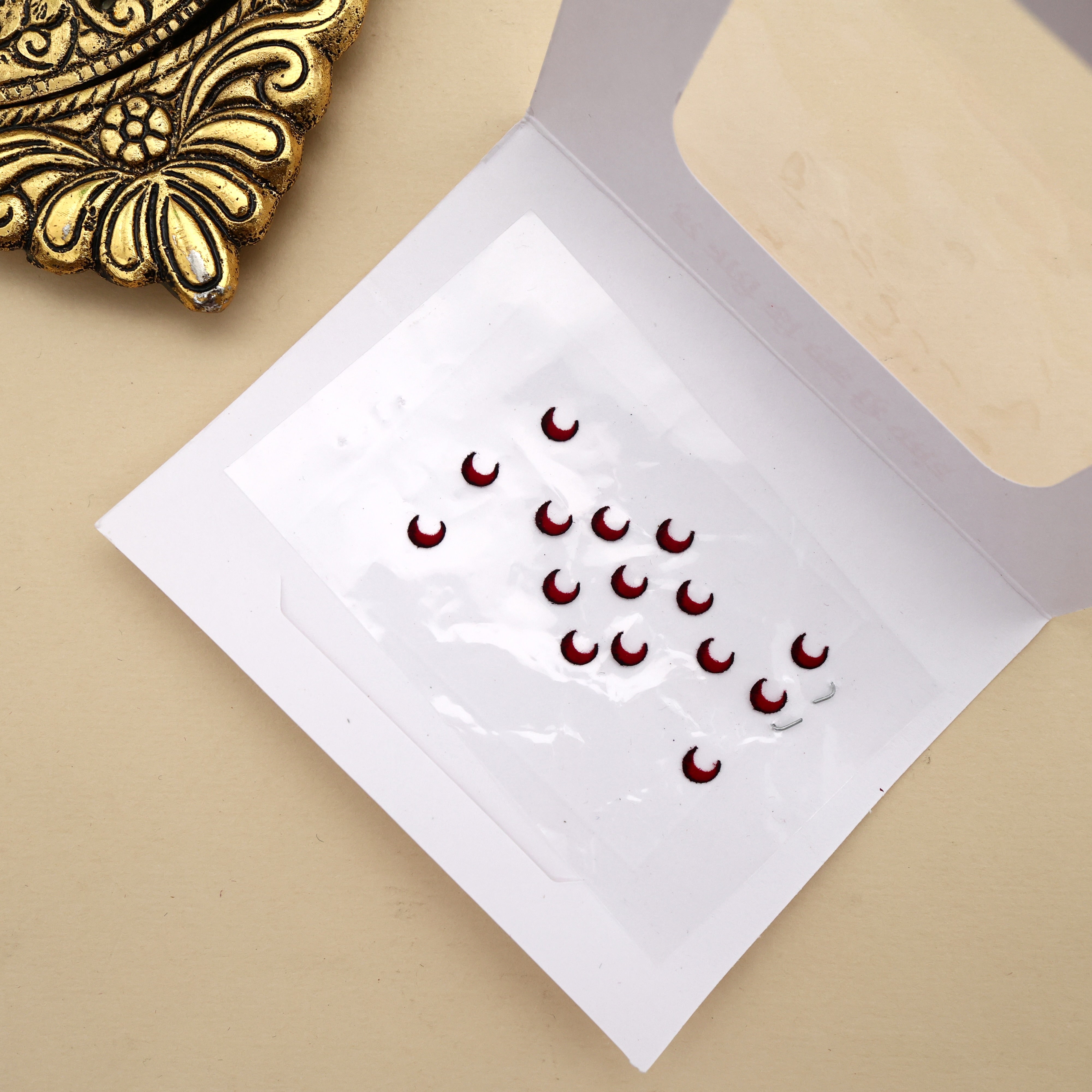 Maroon Black Border Medium Chaand Sticker Bindi Sheet