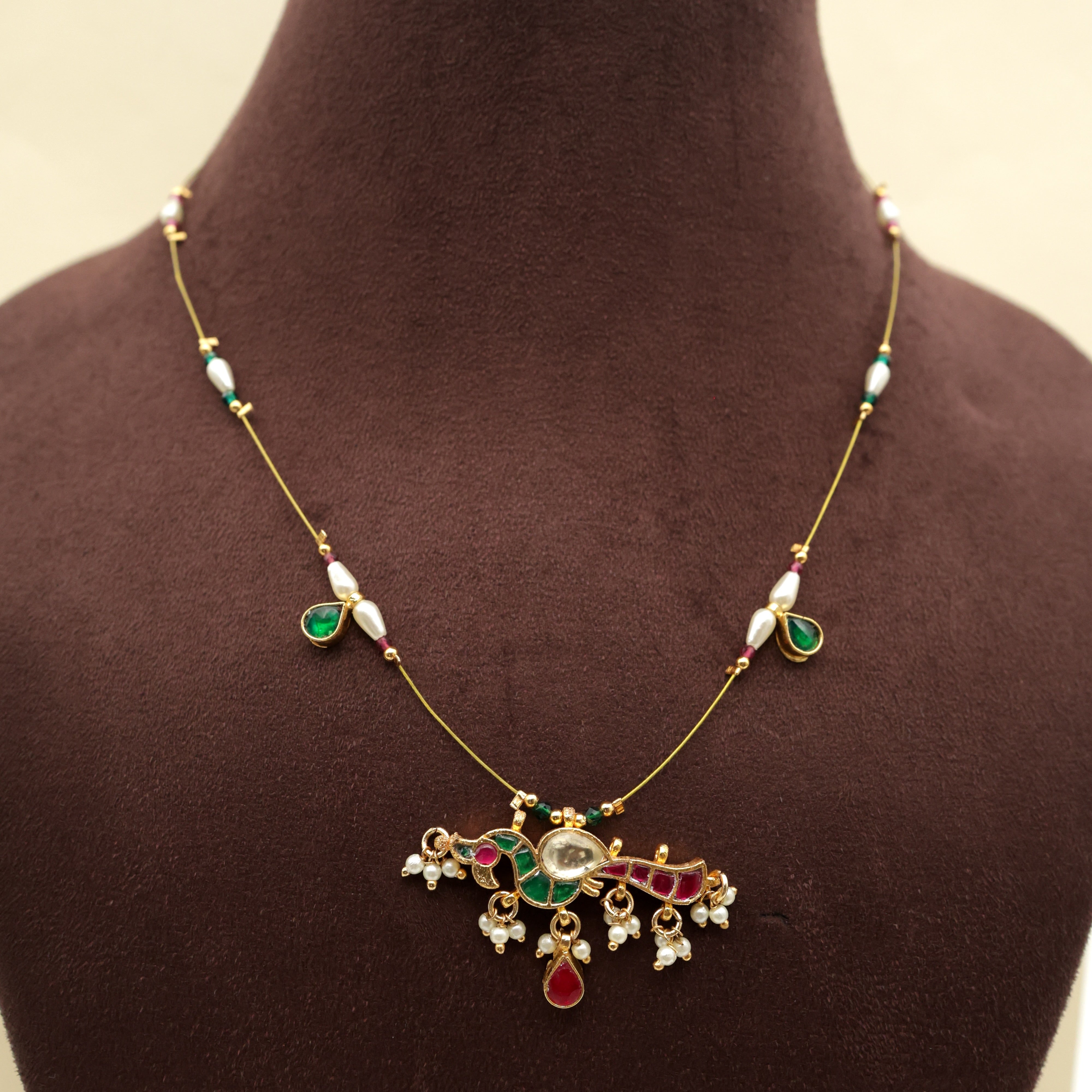 PEACOCK - Handmade Jadau Kundan Invisible Necklace