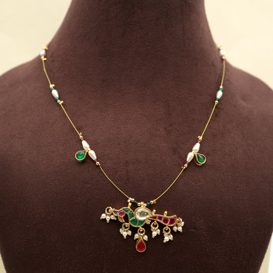 PEACOCK - Handmade Jadau Kundan Invisible Necklace