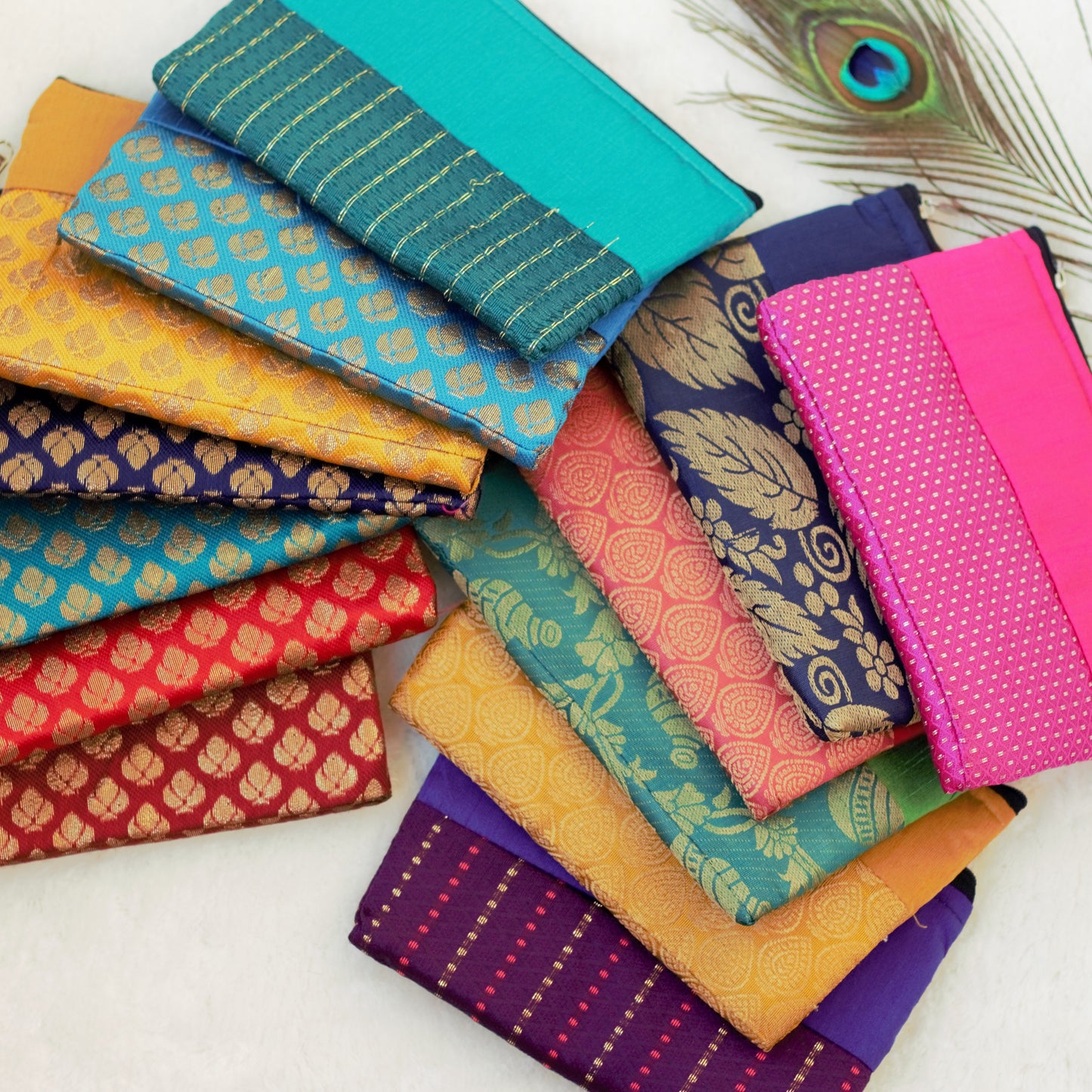 Brocade Raw Silk Purse - Best Return Gift for All Occasions - Assorted Prints & Colours
