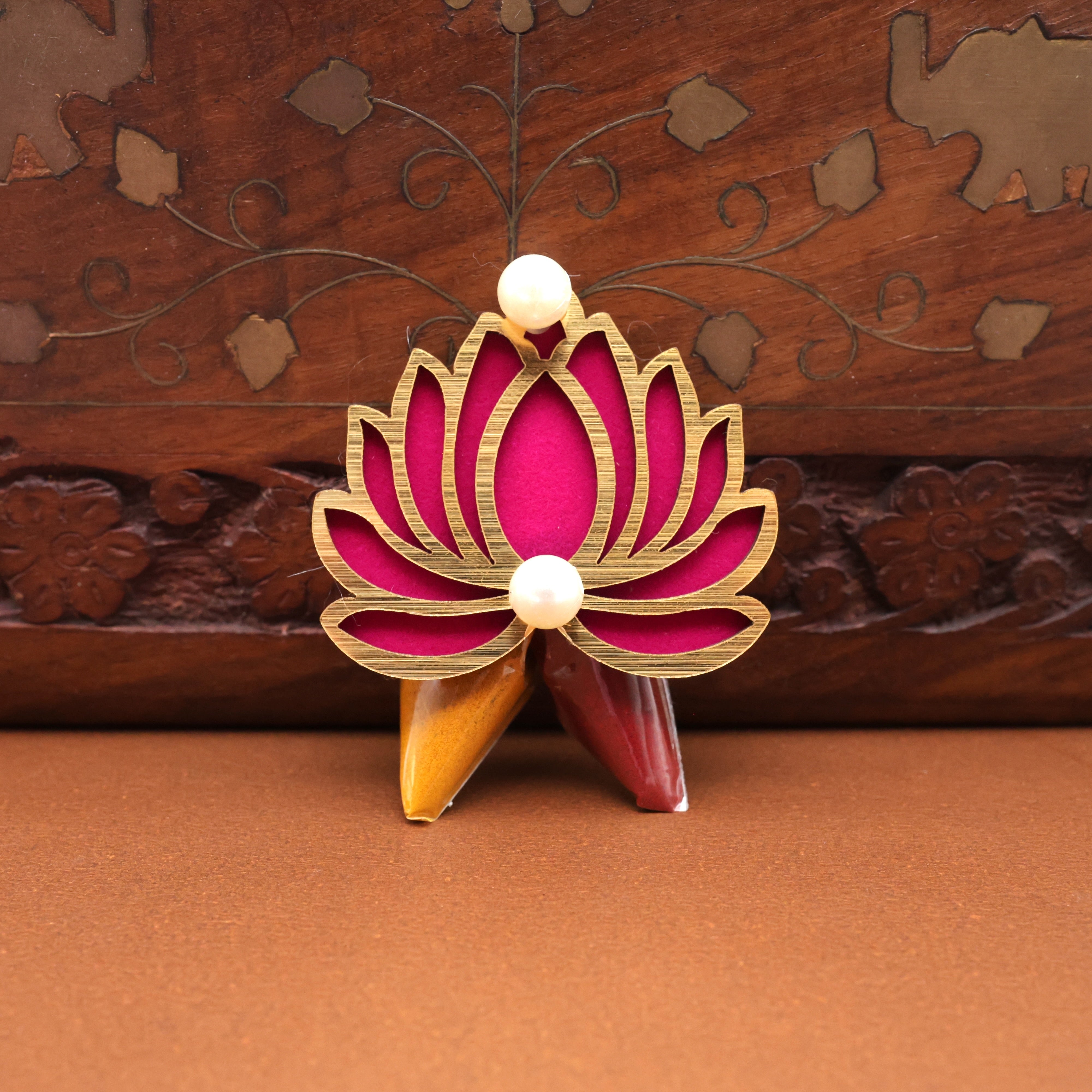 Beautiful Lotus Haldi Kumkum Set - Best Return Gift Option - Made To Order