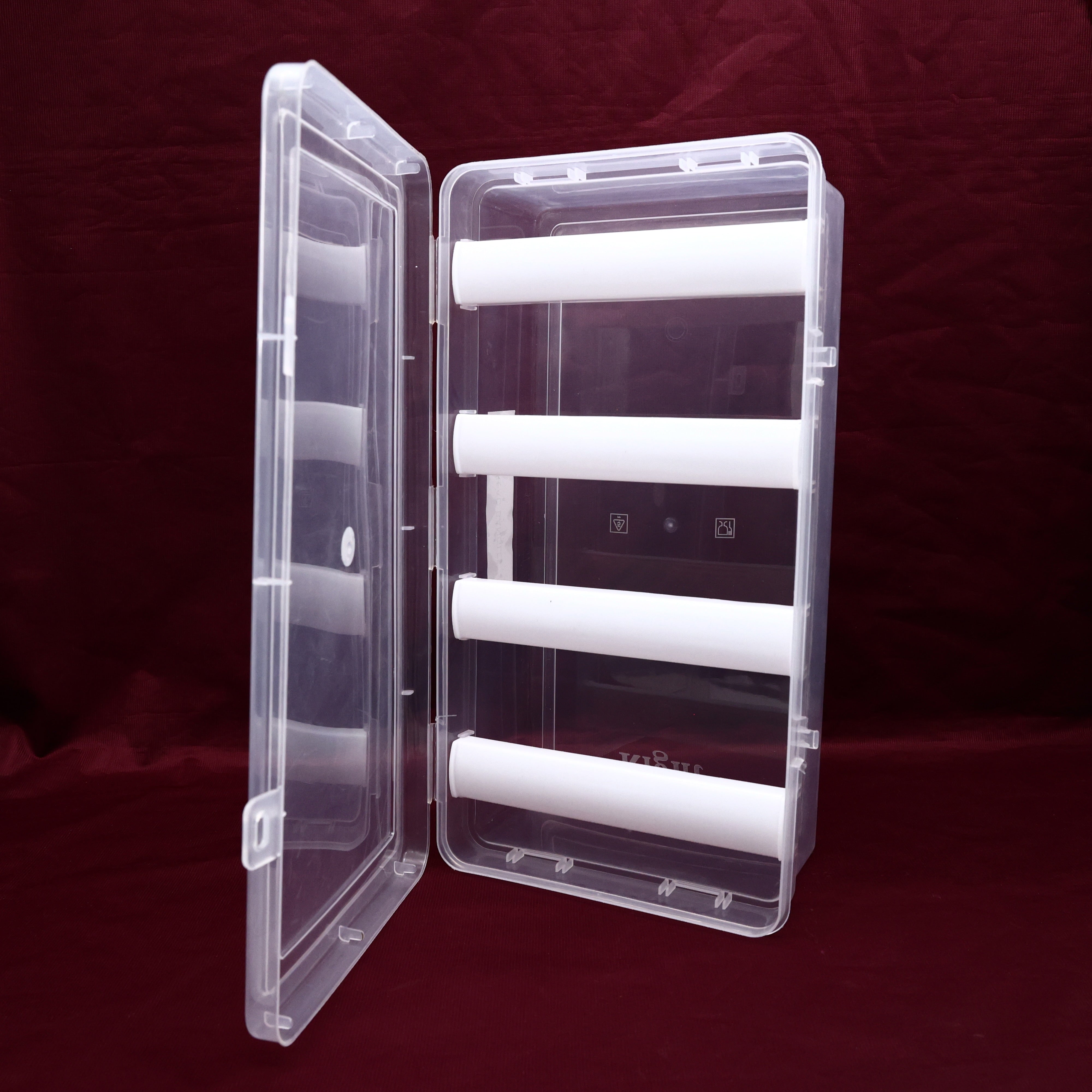 THICK PLASTIC ADJUSTABLE REMOVABLE 4 MEDIUM ROD BANGLE BOX - BANGLE ORGANISER