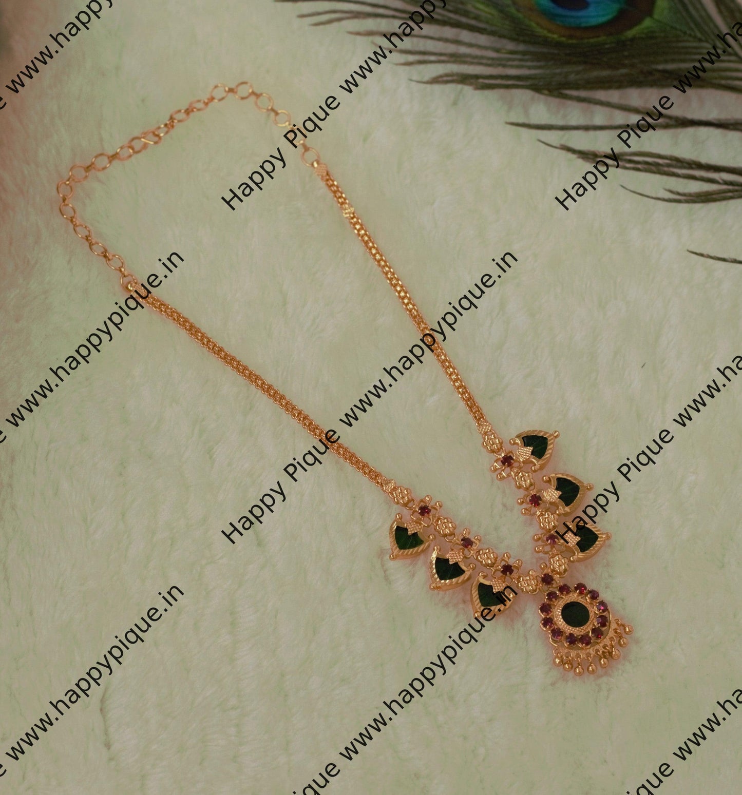 Real Gold Tone Traditional Kerala AD Palakka Necklace