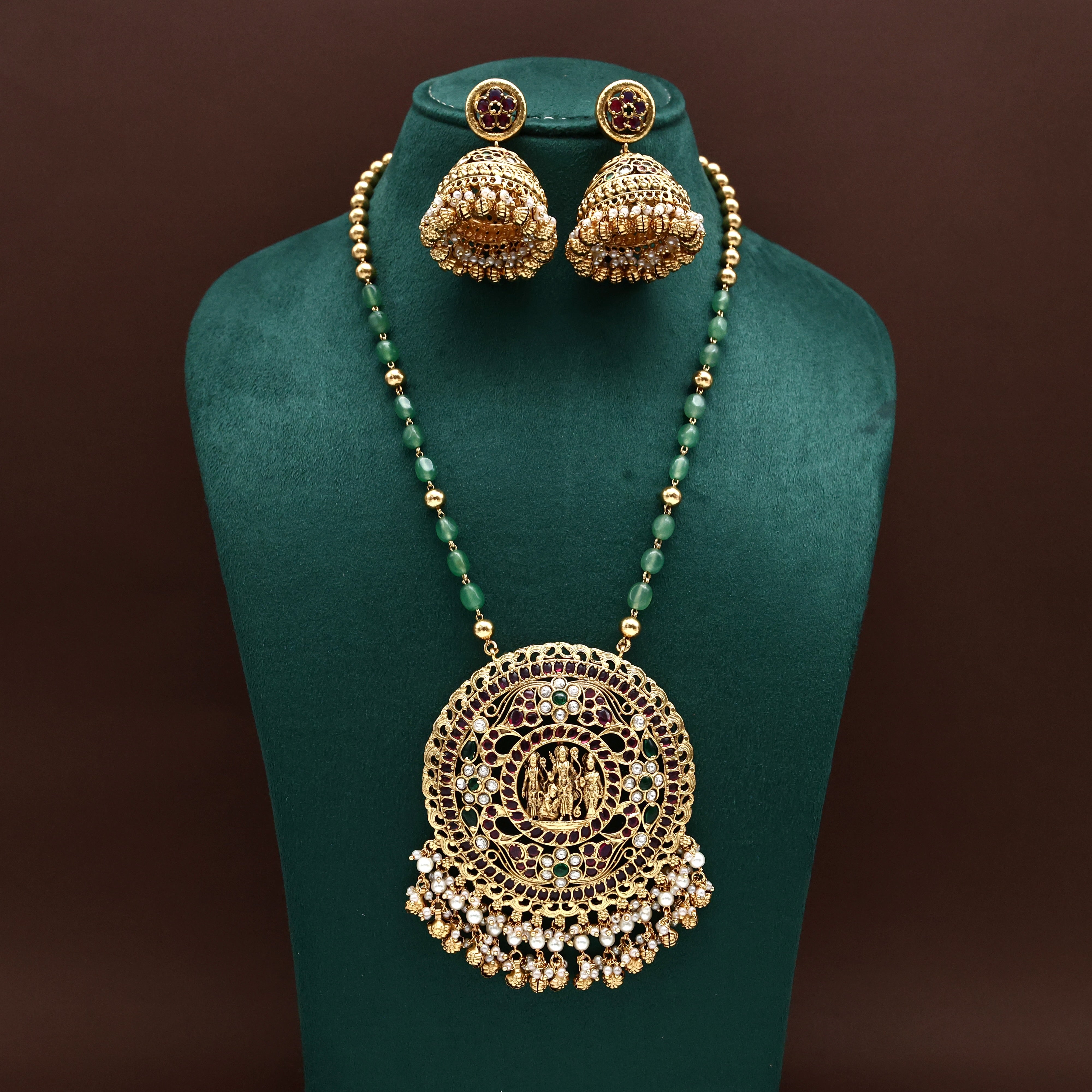 Premium Kundan Kemp Ram Parivar Beaded Mala Set