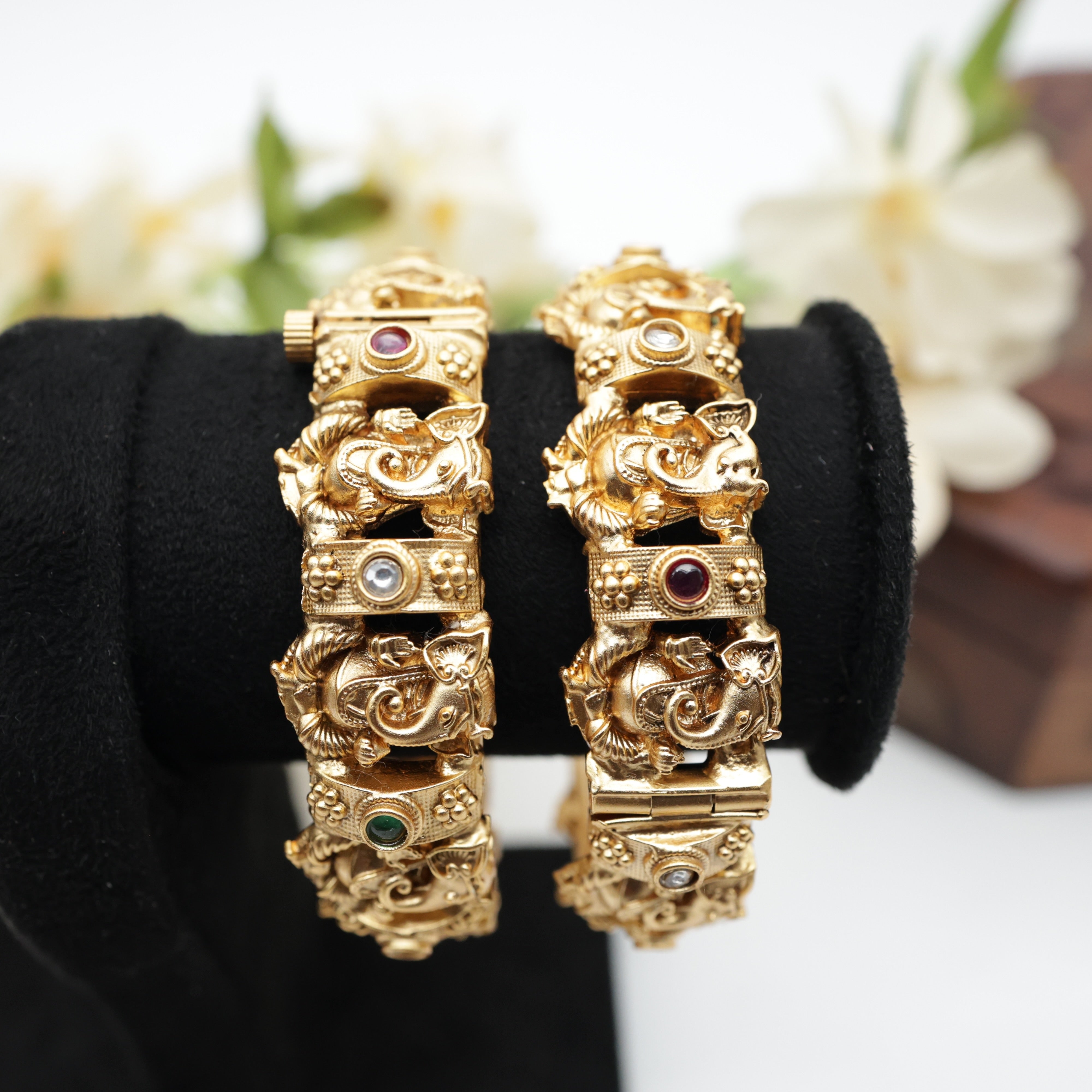 Antique Nagas Bridal Ganesha Openable Kada Bangles