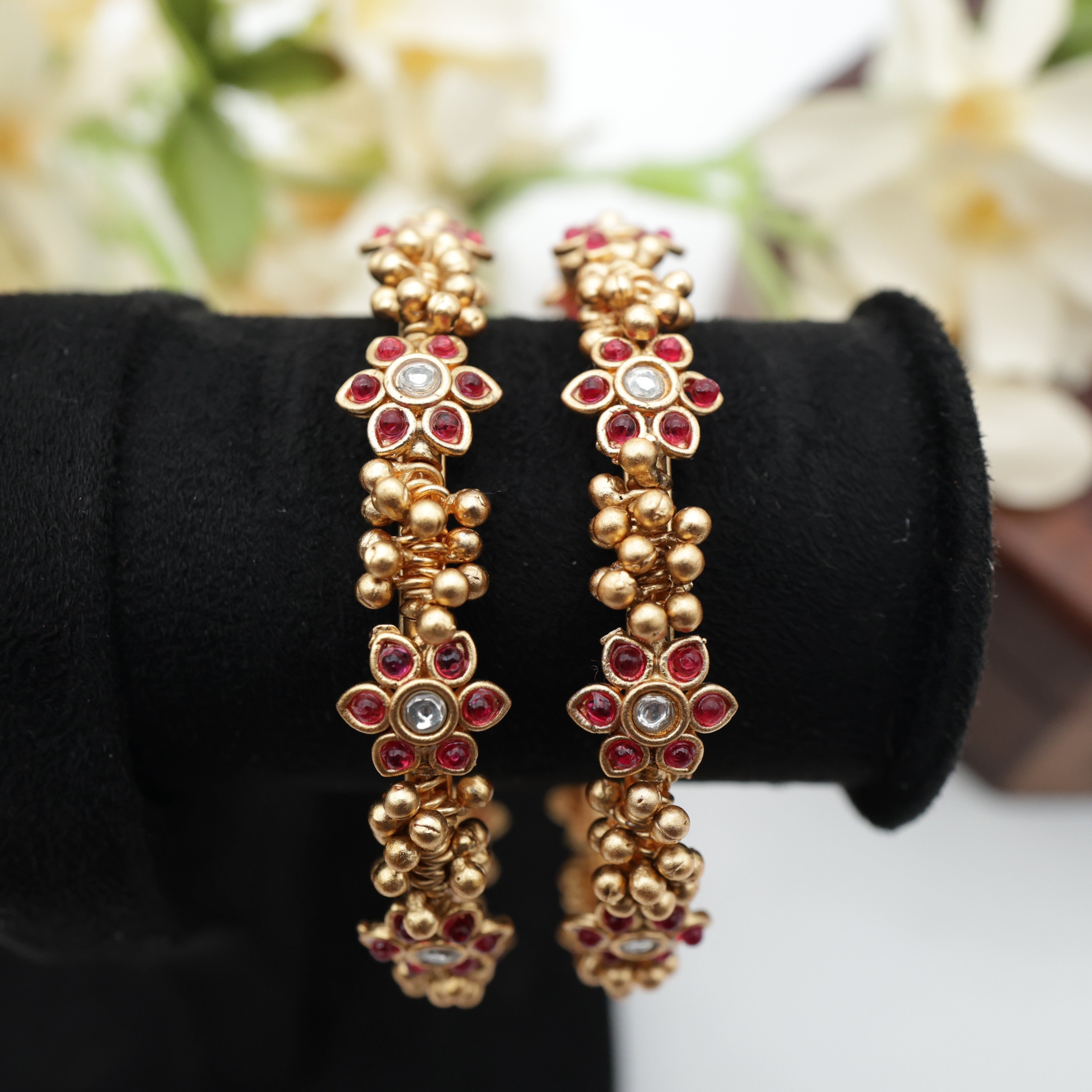 Antique Nagas Bridal Kemp Flower Bangles