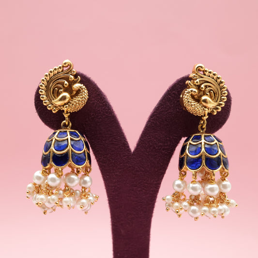 Antique Nagas Peacock Jadau Kundan Bridal Jhumkas