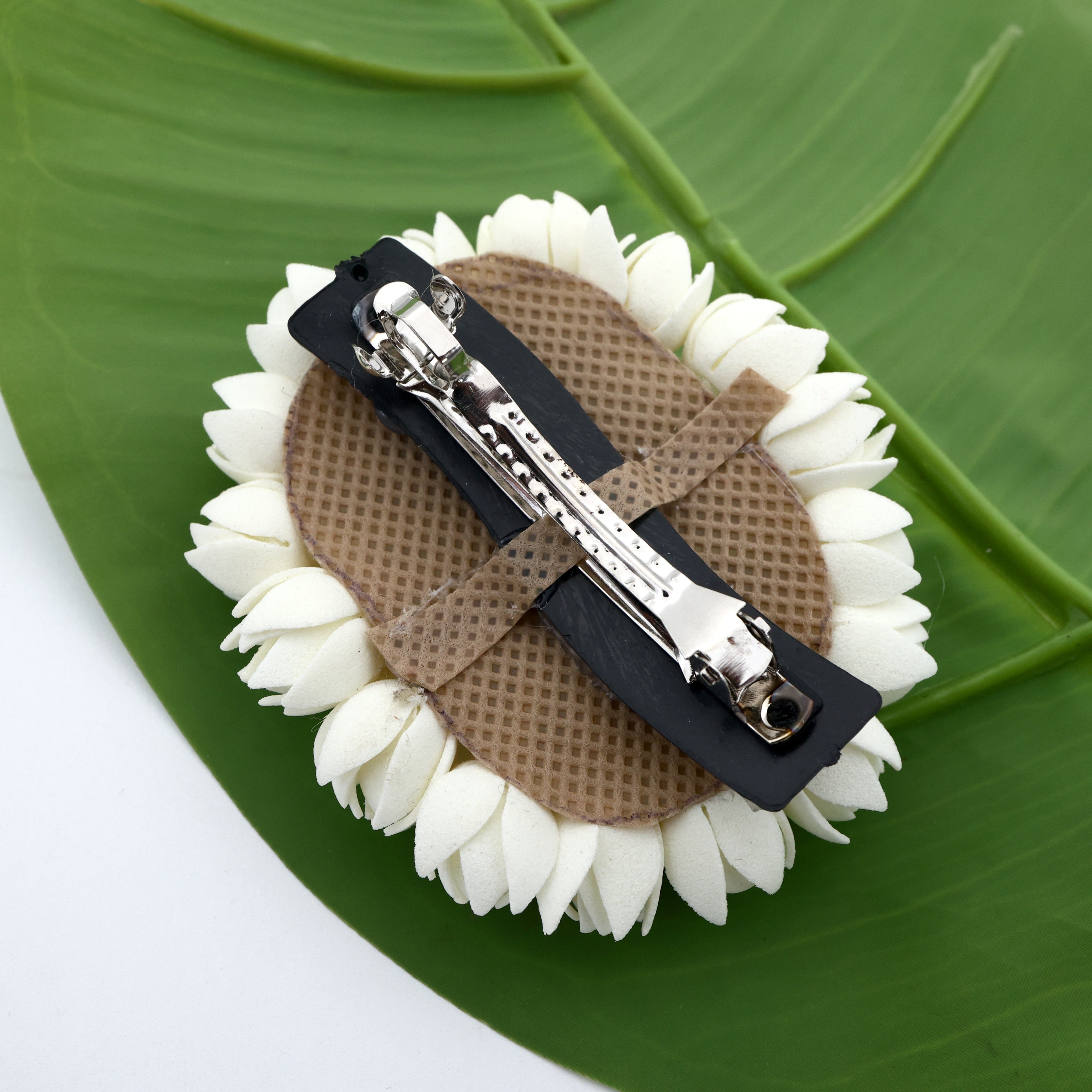Handmade Foam 2 Layer Bloomed Jasmine Big Kemp Suryan French Barrette Hair Clip