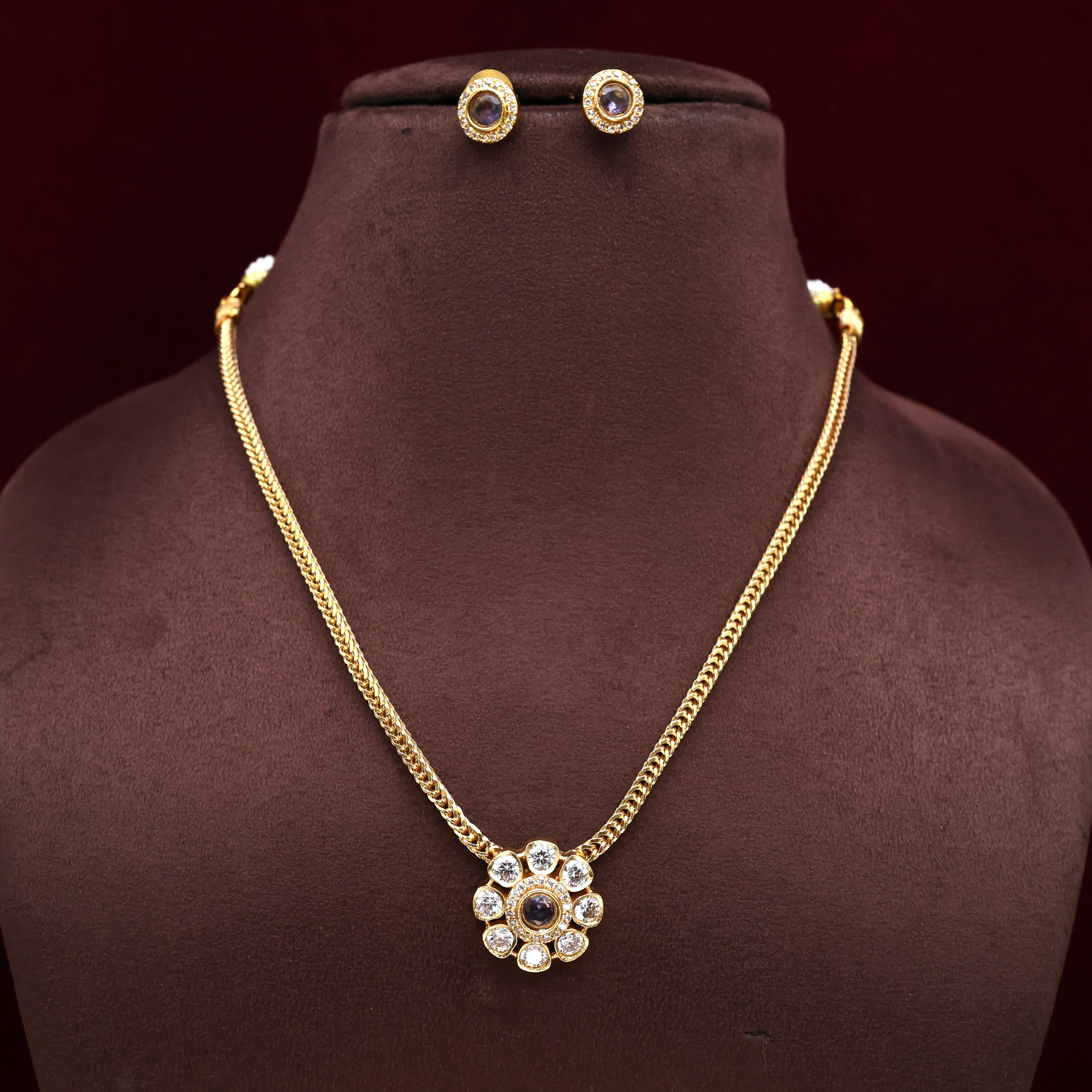 Cute Kids Friendly Small AD Flower Necklace Set - Purple