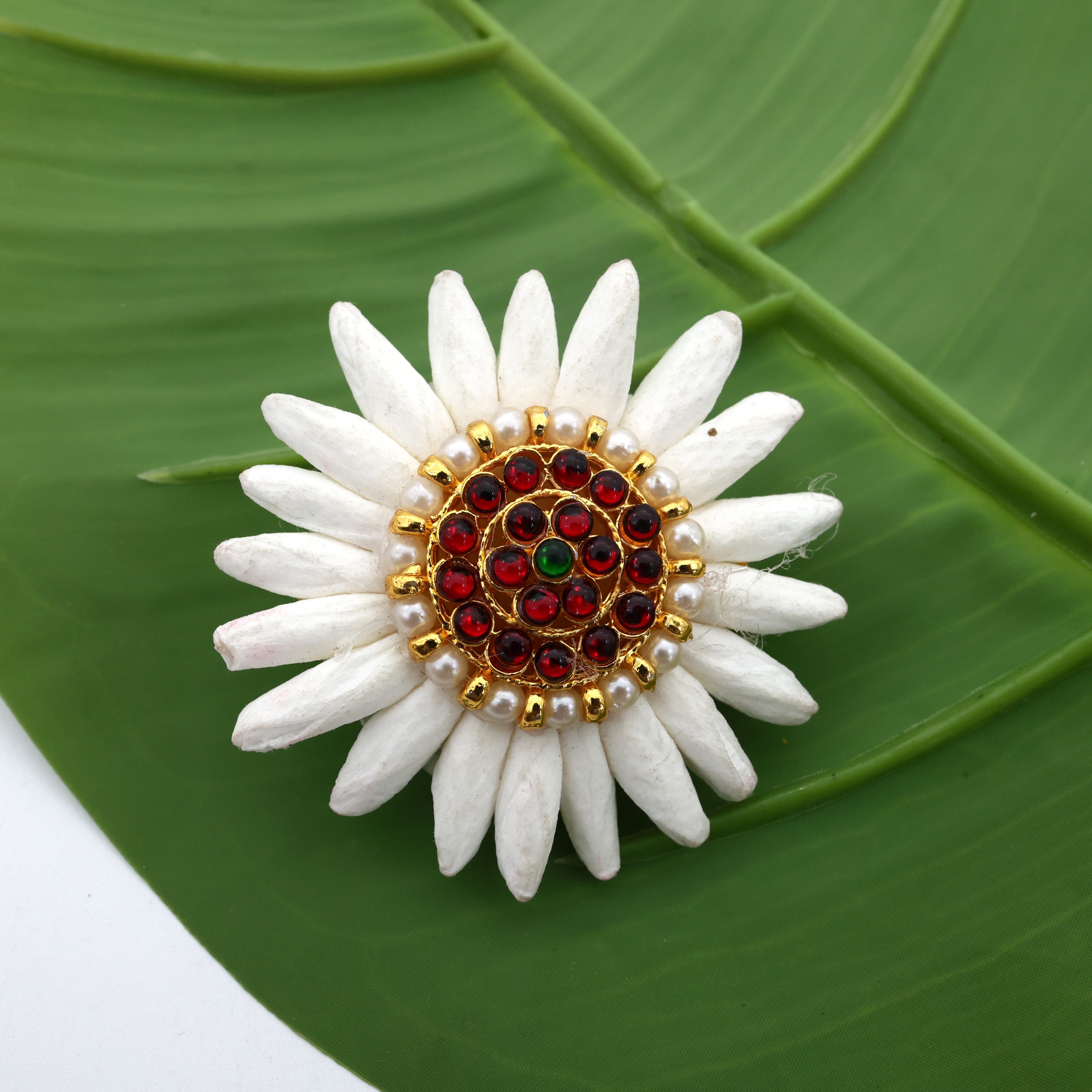 Handmade Small Kemp Suryan Mullai Mottu French Barrette Hair Clip