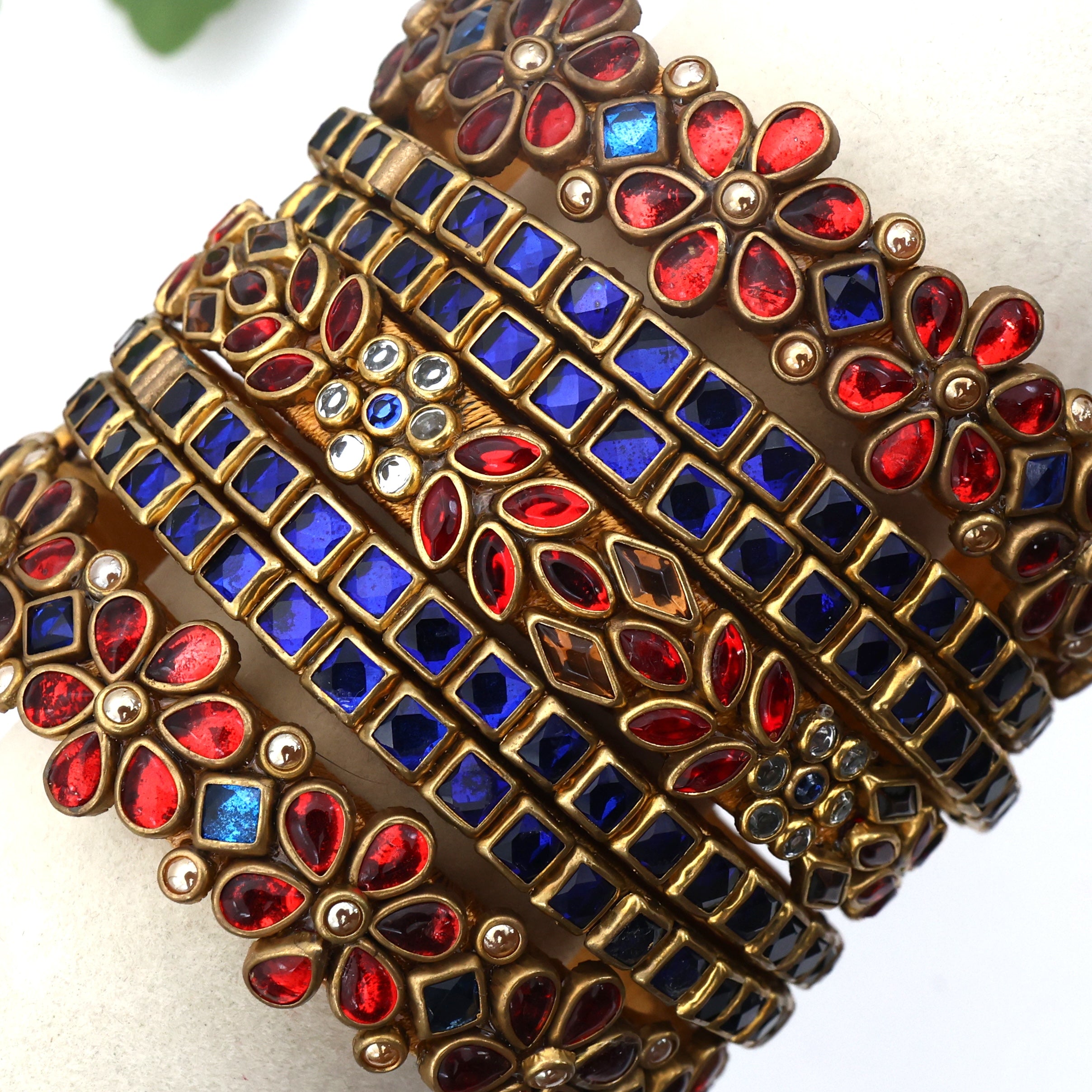 HANDMADE SILK THREAD KUNDAN HEAVY BRIDAL BANGLES SET - PUSHPA