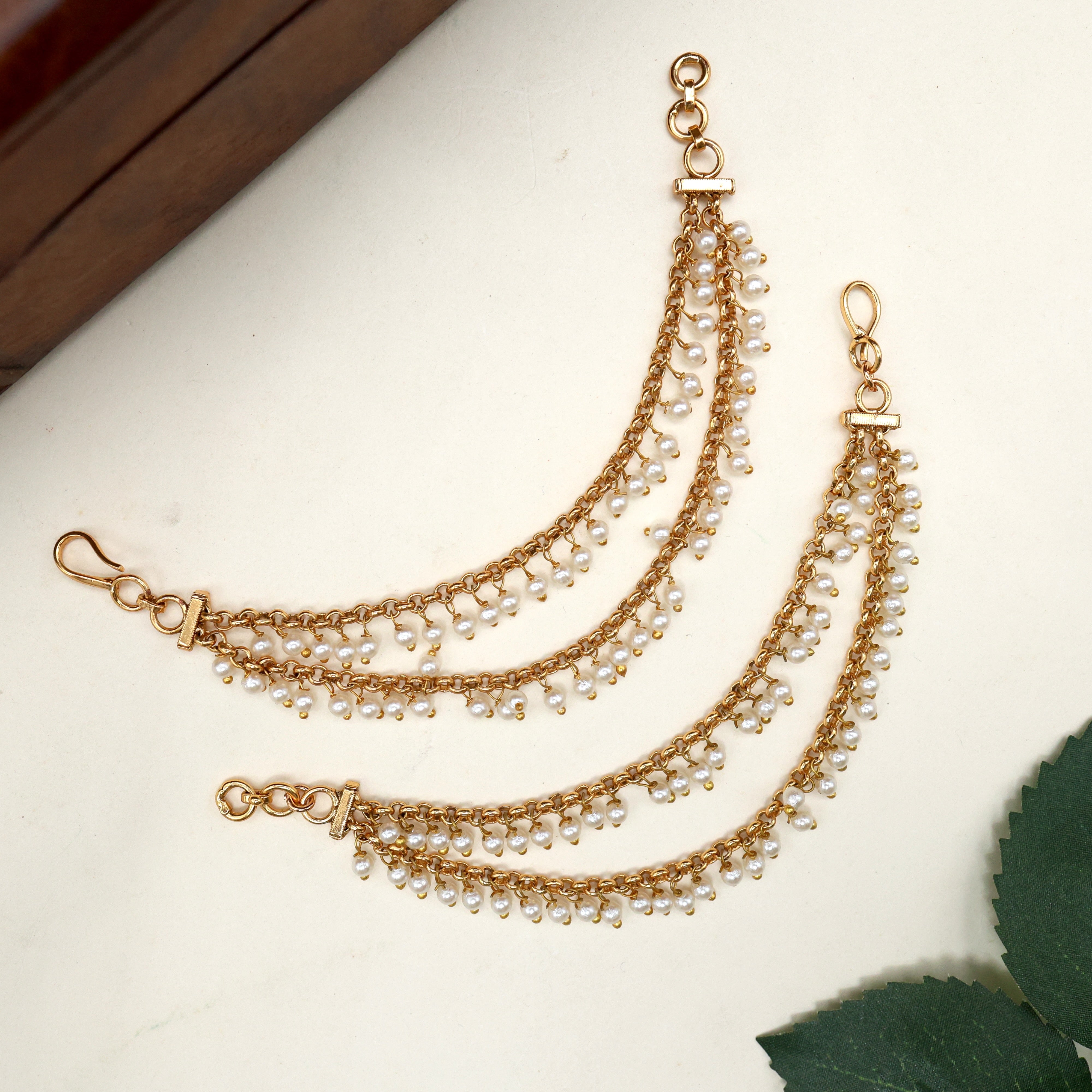 Antique Two Layer Pearl Ear Chain/Maatal