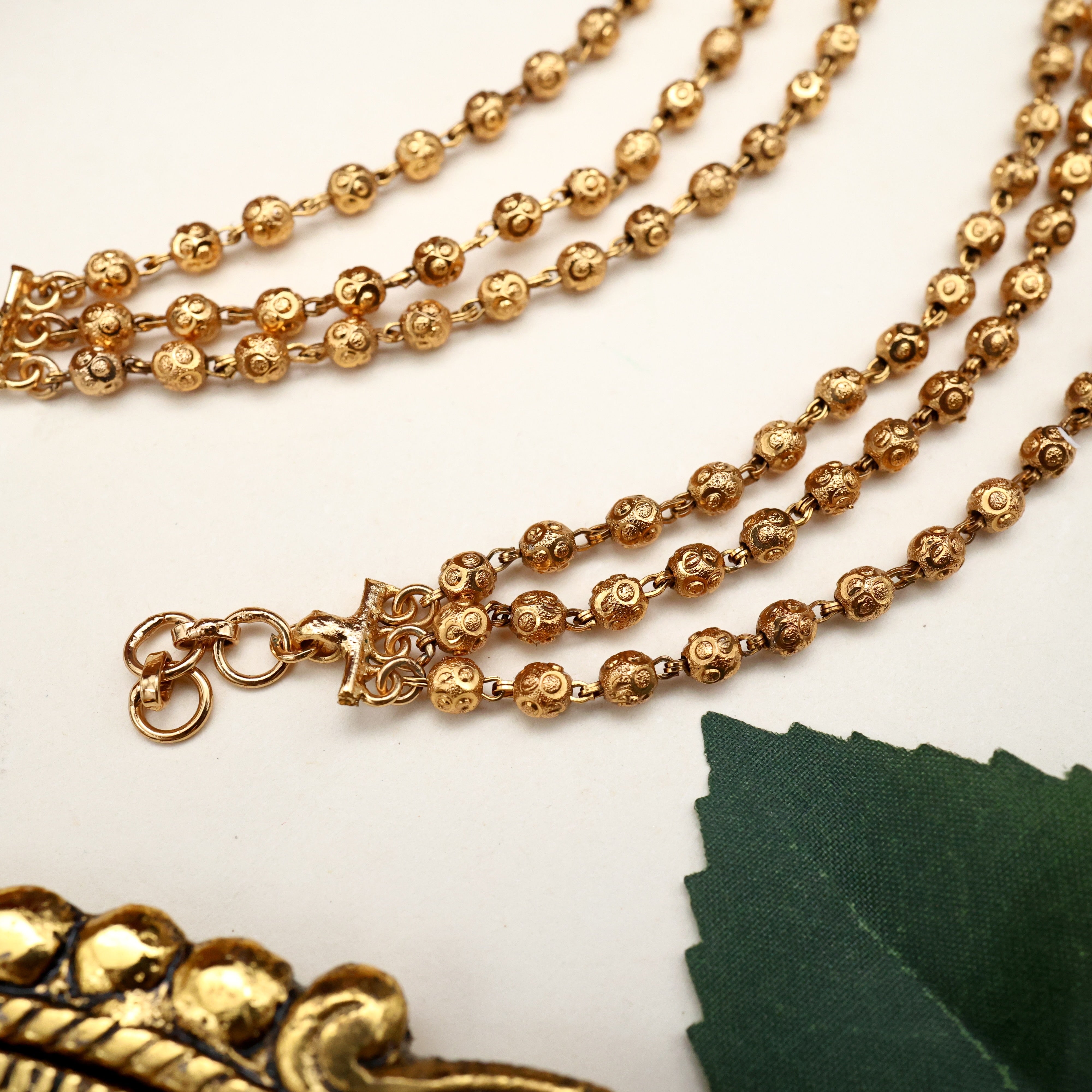 Antique 3 Line Carved Balls Kaan Chain/Maatal