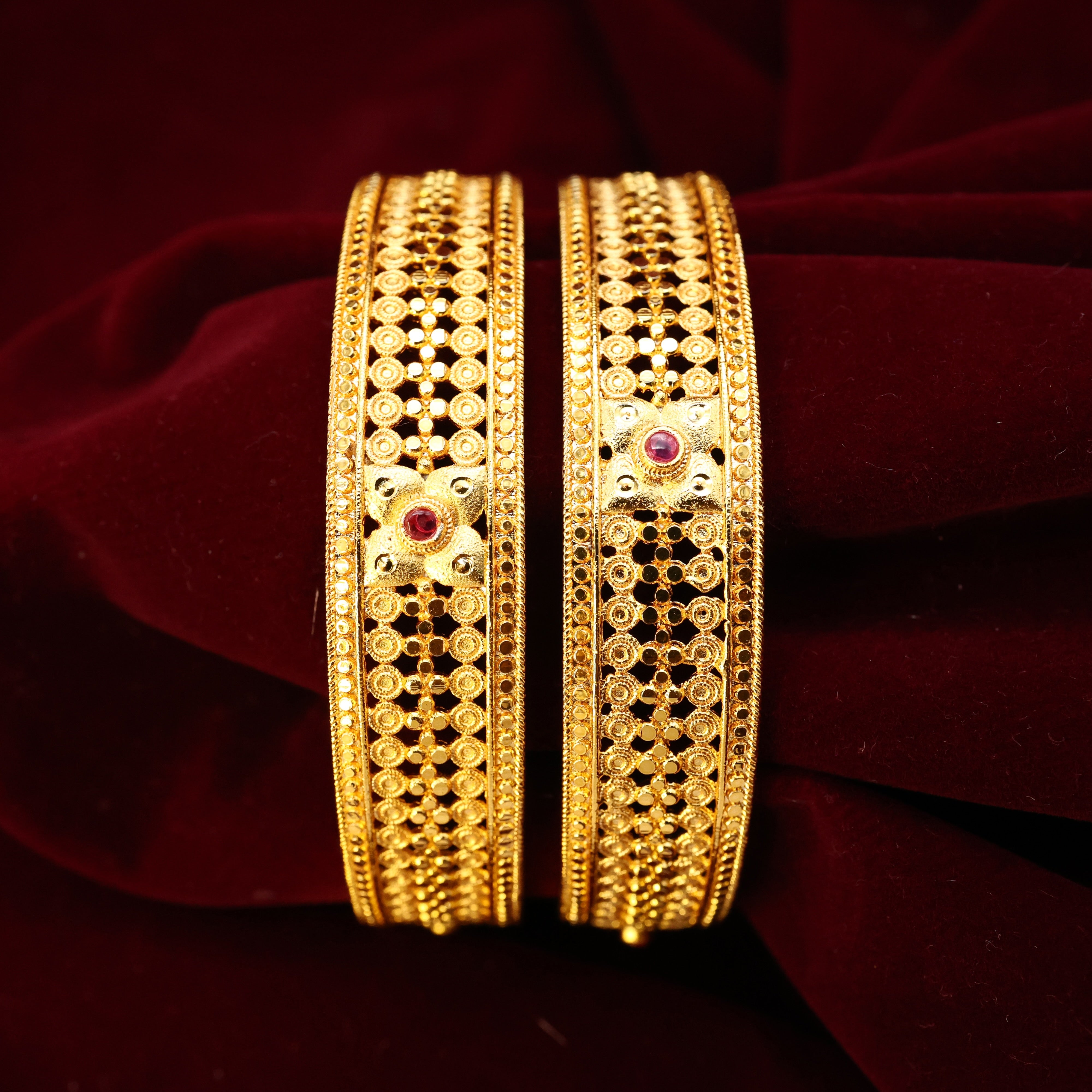 Real Gold Tone No Figure No Idol Thick Bridal Bangles