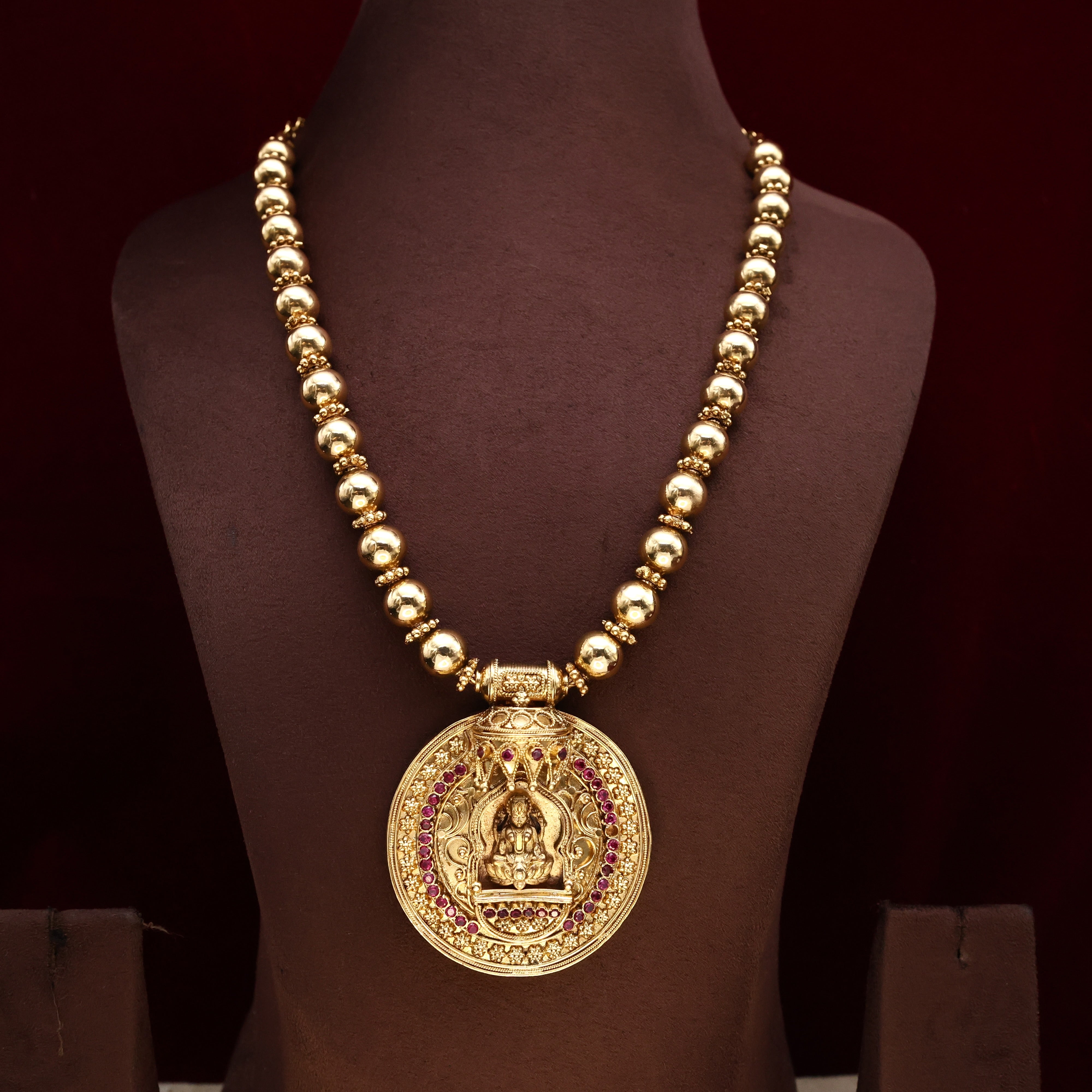 Premium Antique Round Lakhsmi Dollar Balls Necklace