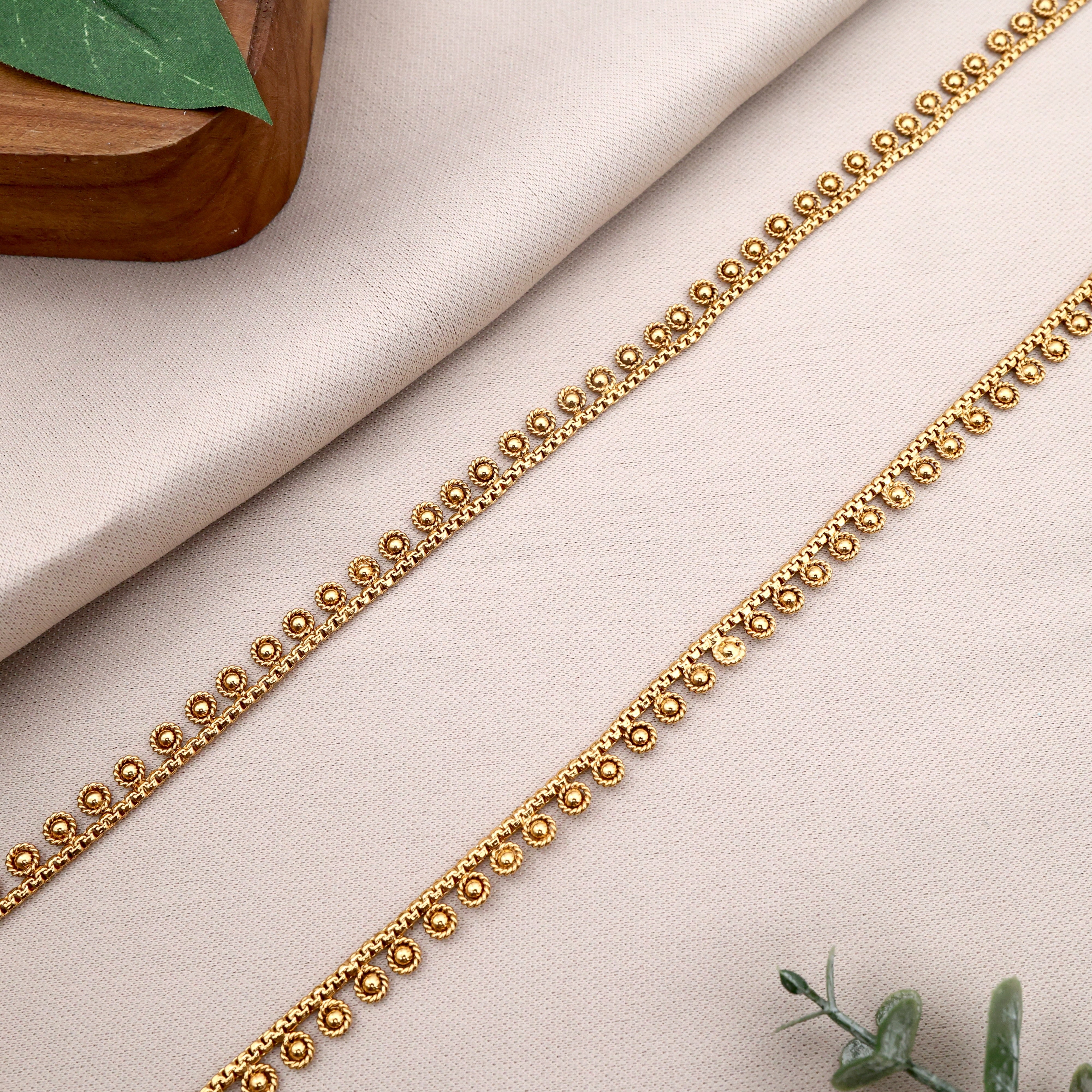 Antique Real Gold Look Circle Drops Minimal Hip Chain
