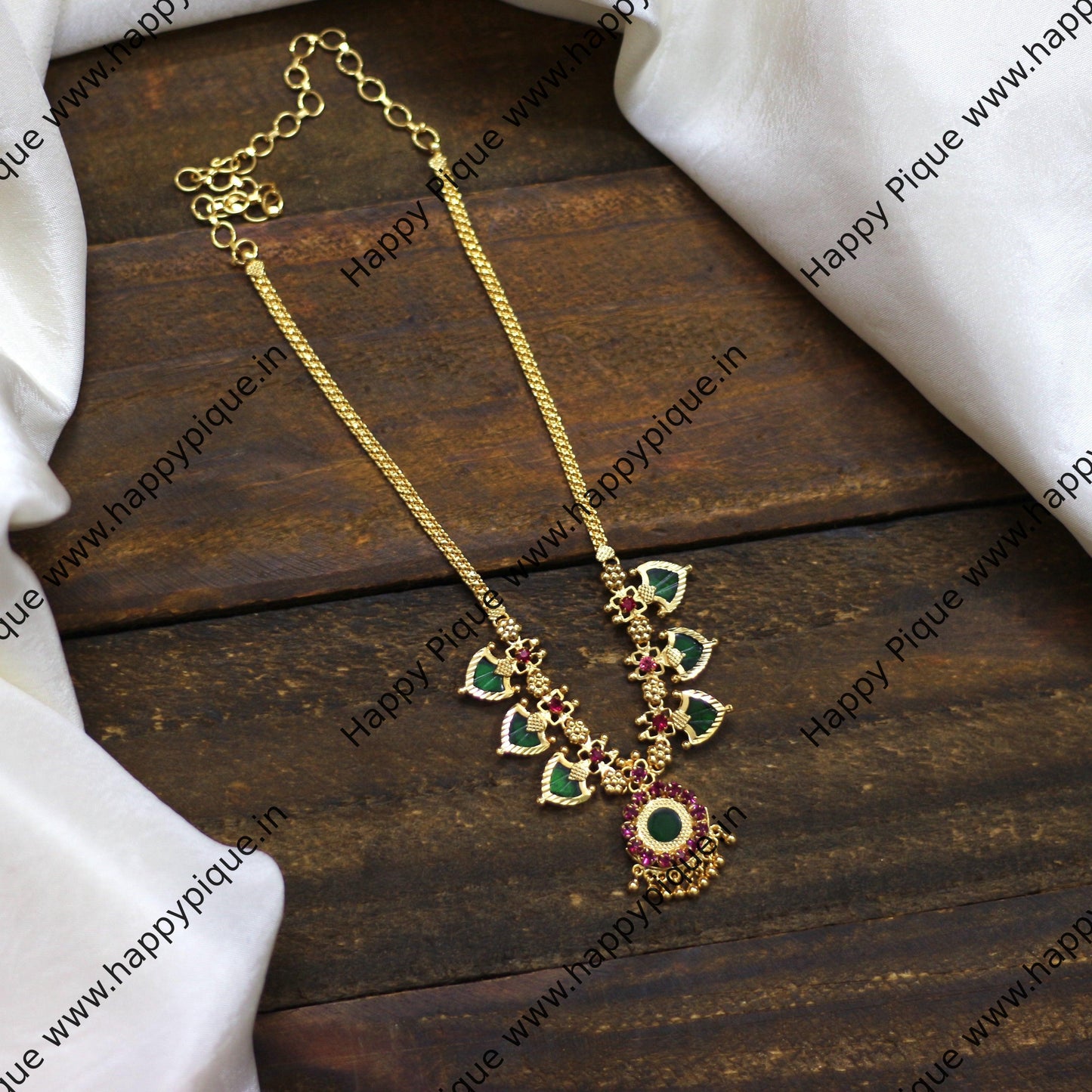 Real Gold Tone Traditional Kerala AD Palakka Necklace