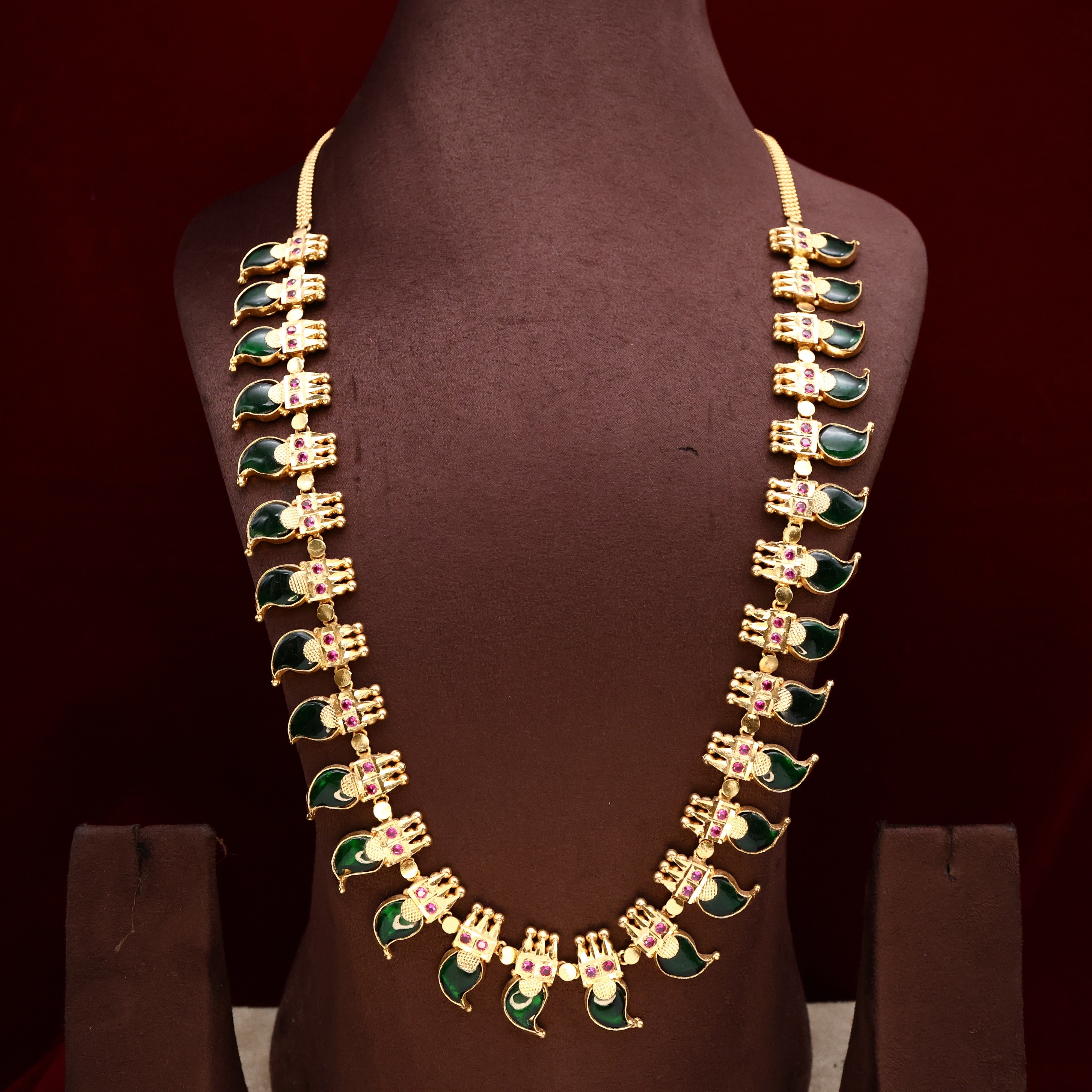 Real Gold Tone AD Premium Traditional Kerala Mango Haaram