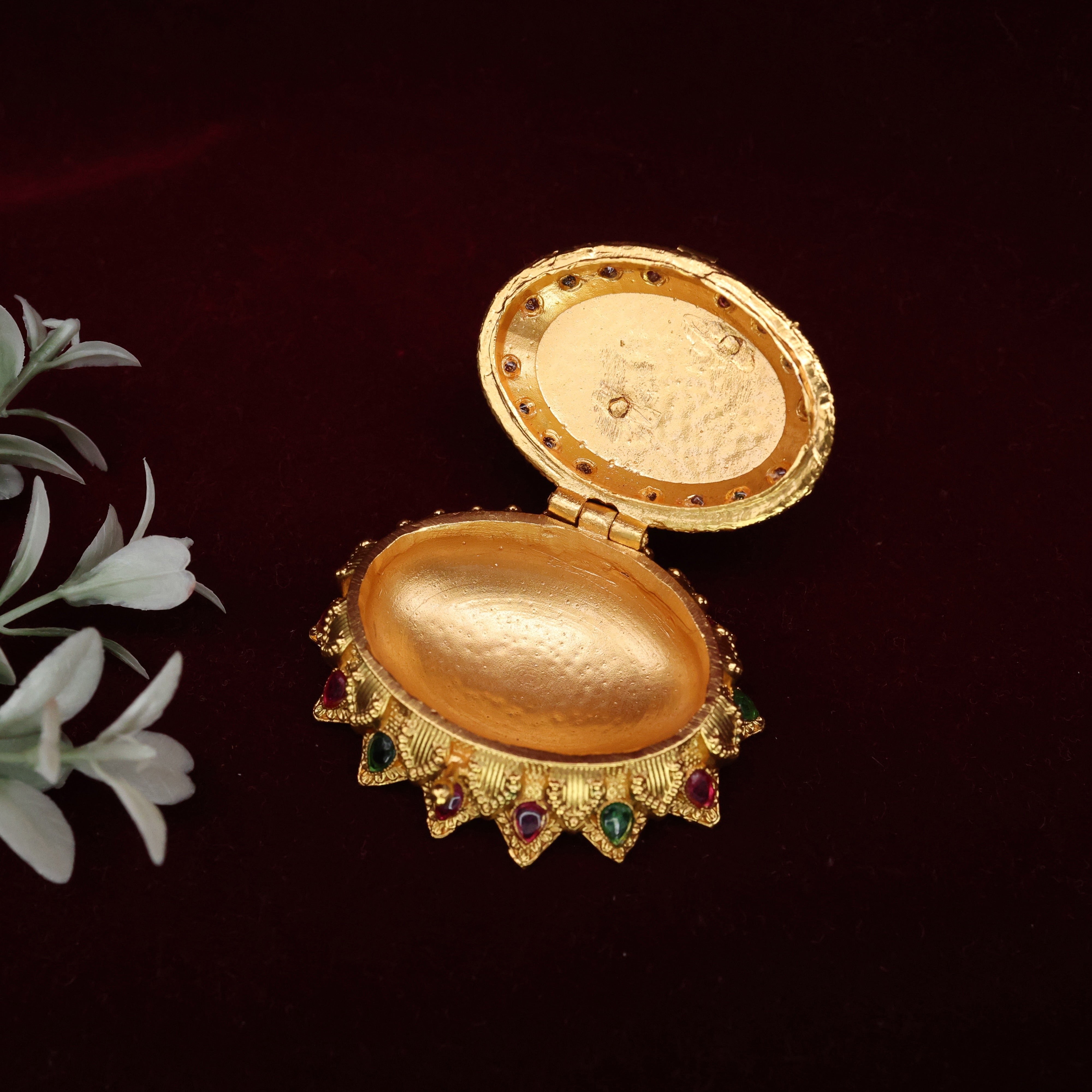 Antique Premium Kemp Nandi Dev Kumkum/Sindoor Box