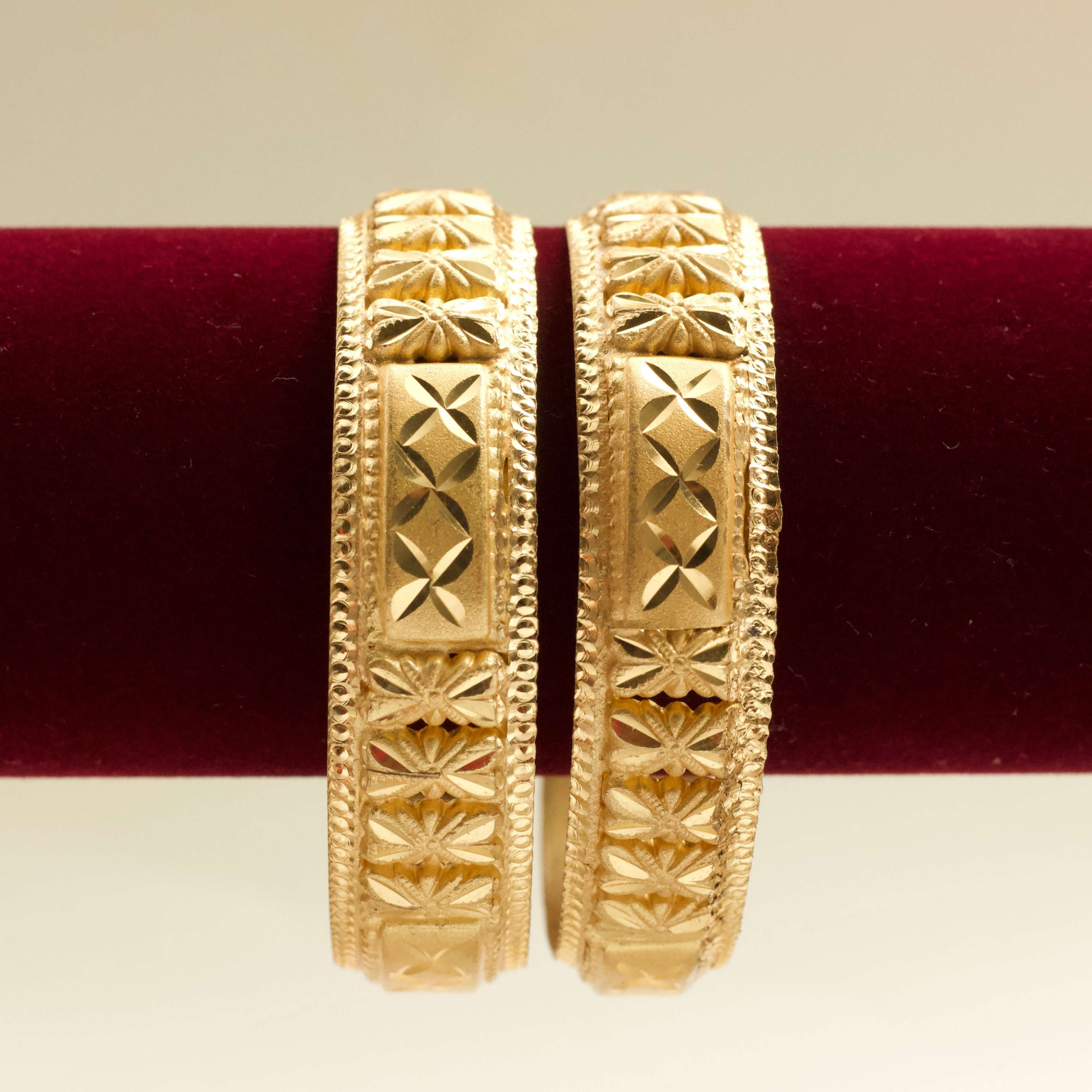 Real Gold Tone Thick Bangles - SS003 - Daily Wear/Office Wear/Function Wear Bangles