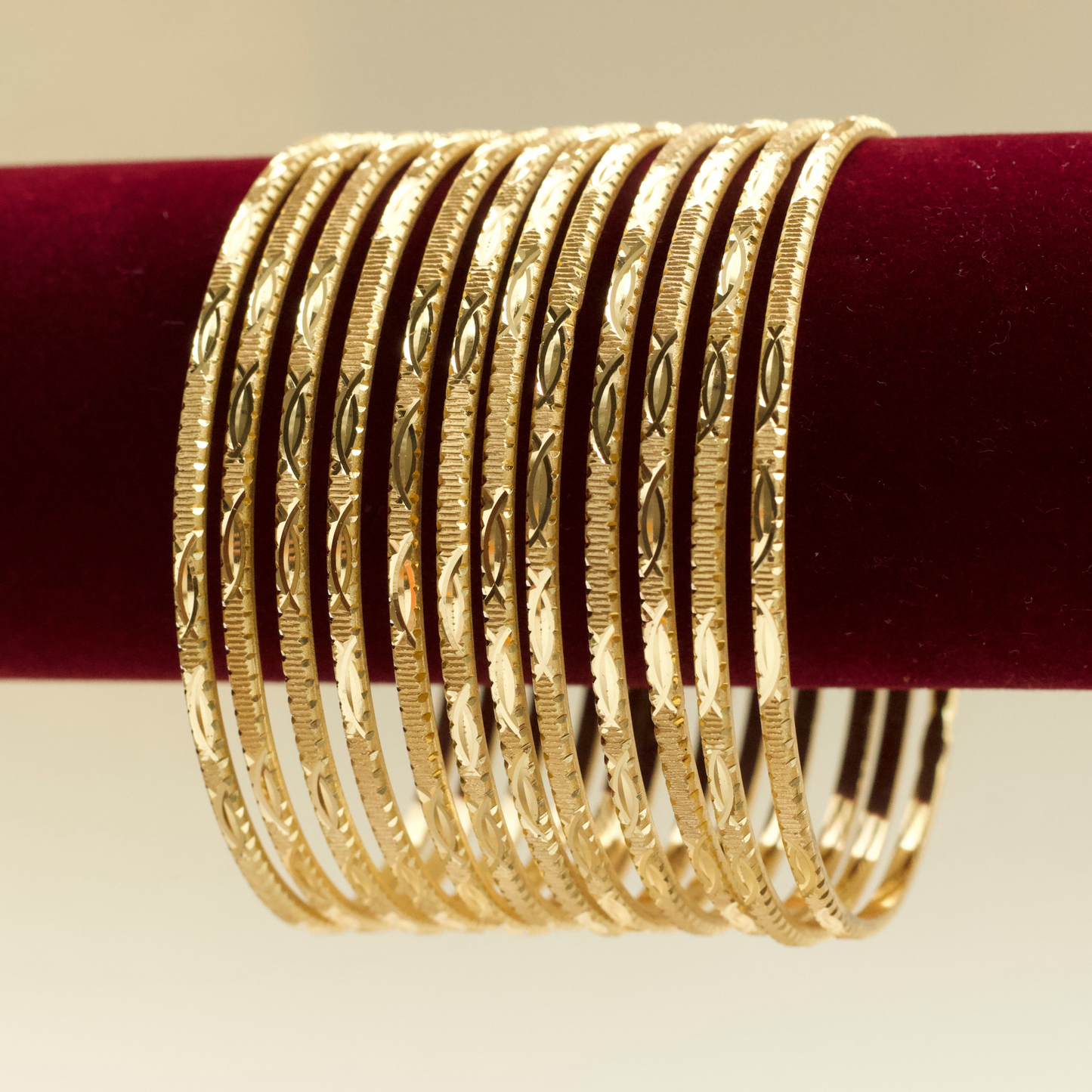 Real Gold Tone Office Wear / Daily Wear Set of 12 Bangles - SS015