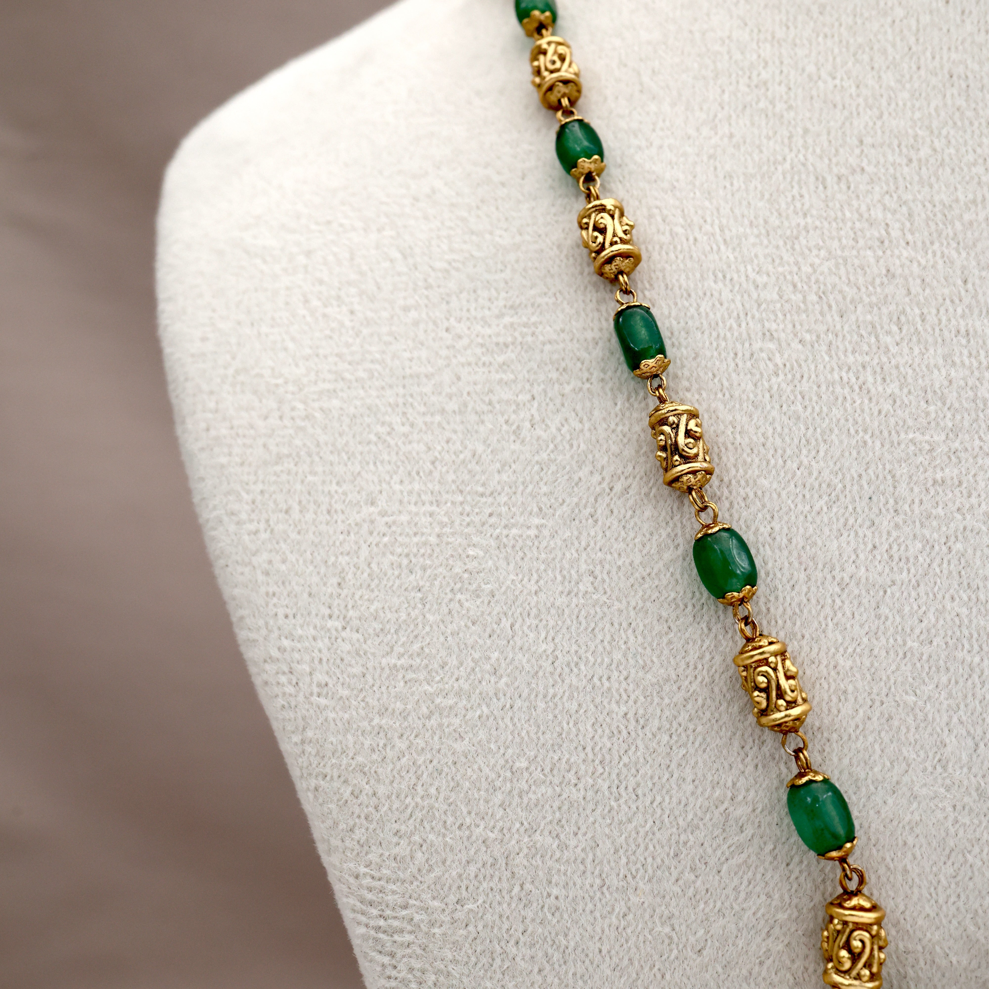 Antique Nagas Divine Krishna Pendant Beaded Mala Necklace
