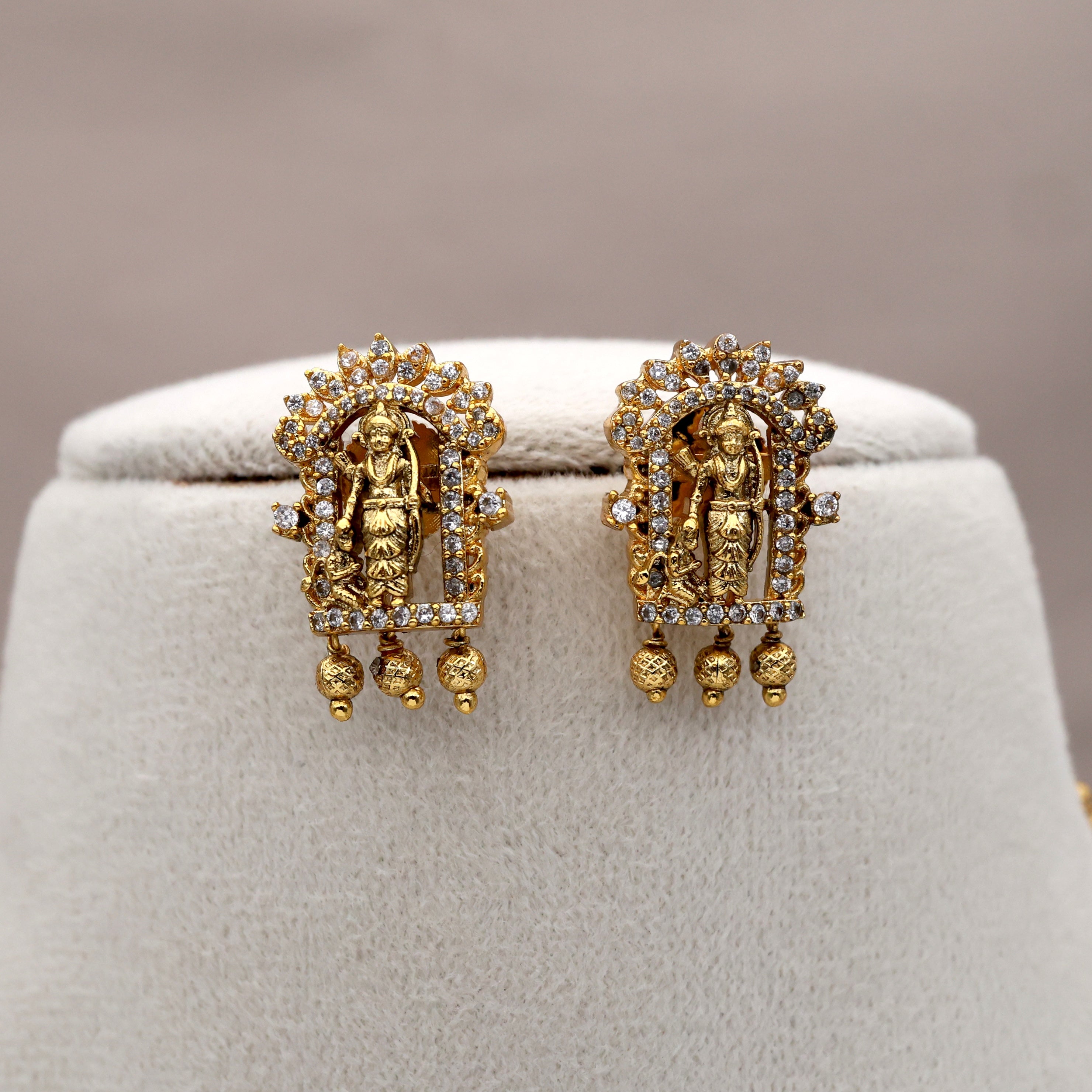 Antique Nagas Ram Parivar Pendant Cylinder Beads Mala Set