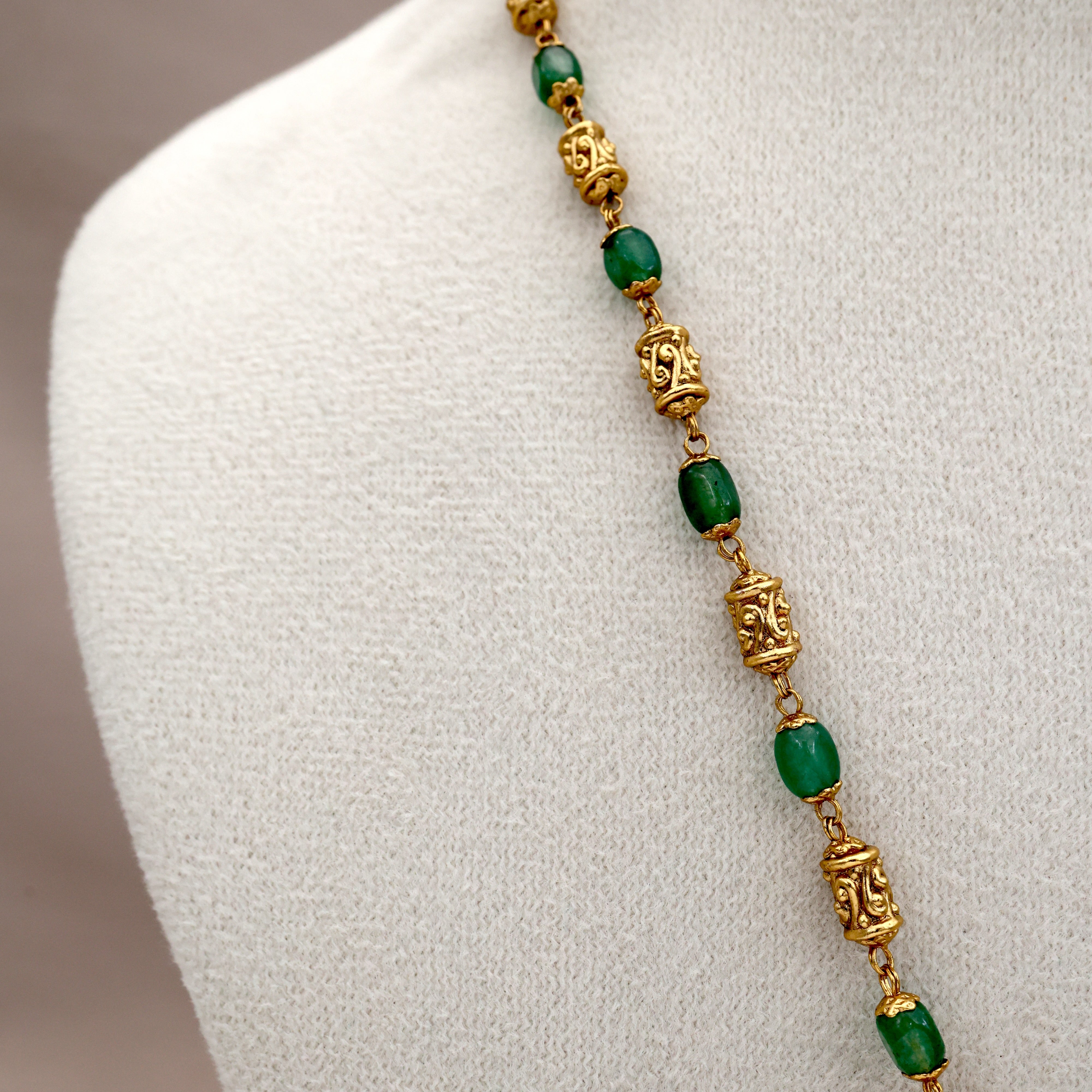 Antique Nagas Ram Parivar Pendant Cylinder Beads Mala Set
