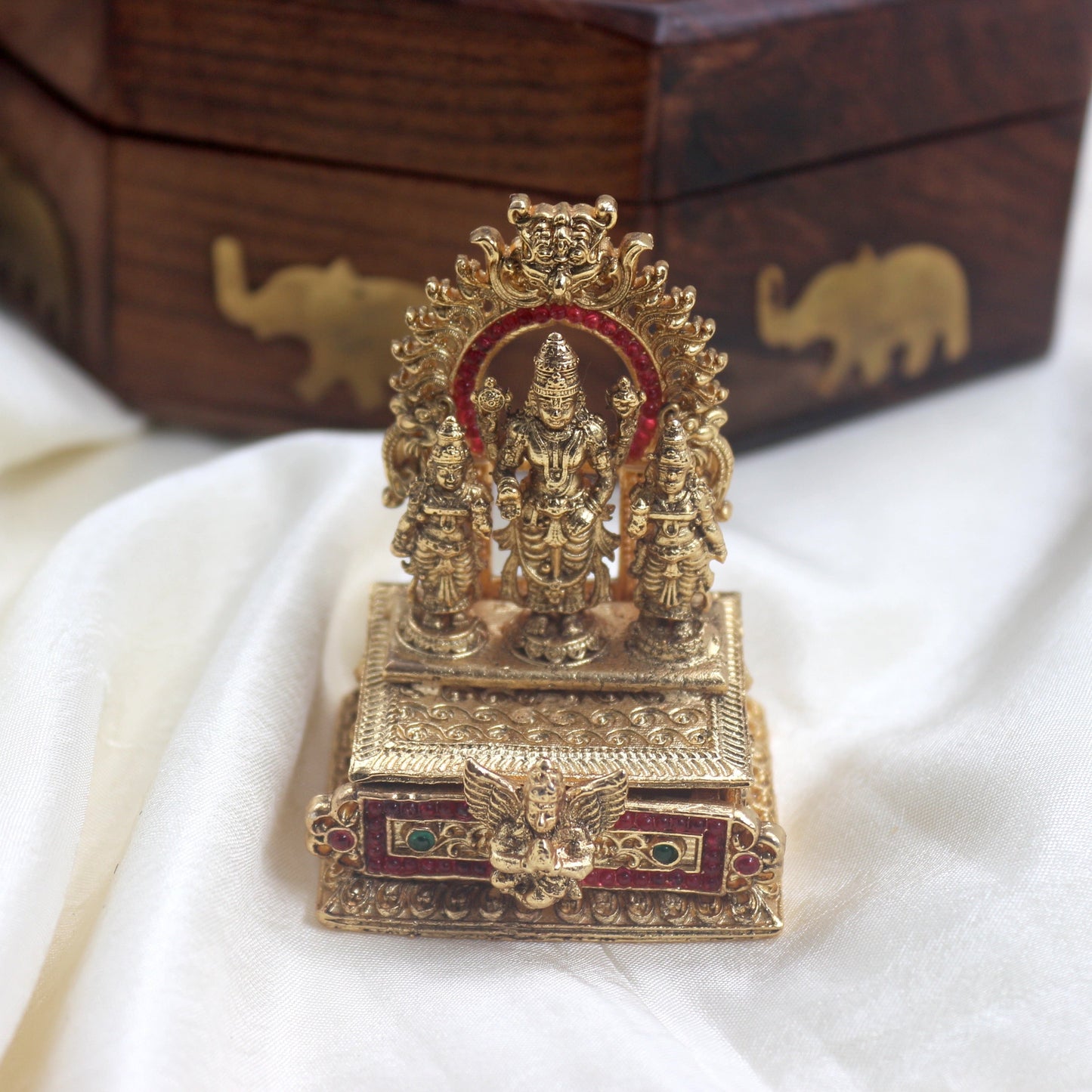 Premium Nagasi Lord Balaji with Sridevi Bhoodevi Kumkum Box