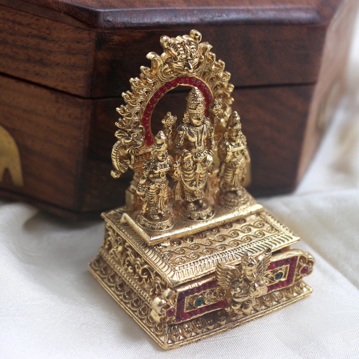 Premium Nagasi Lord Balaji with Sridevi Bhoodevi Kumkum Box