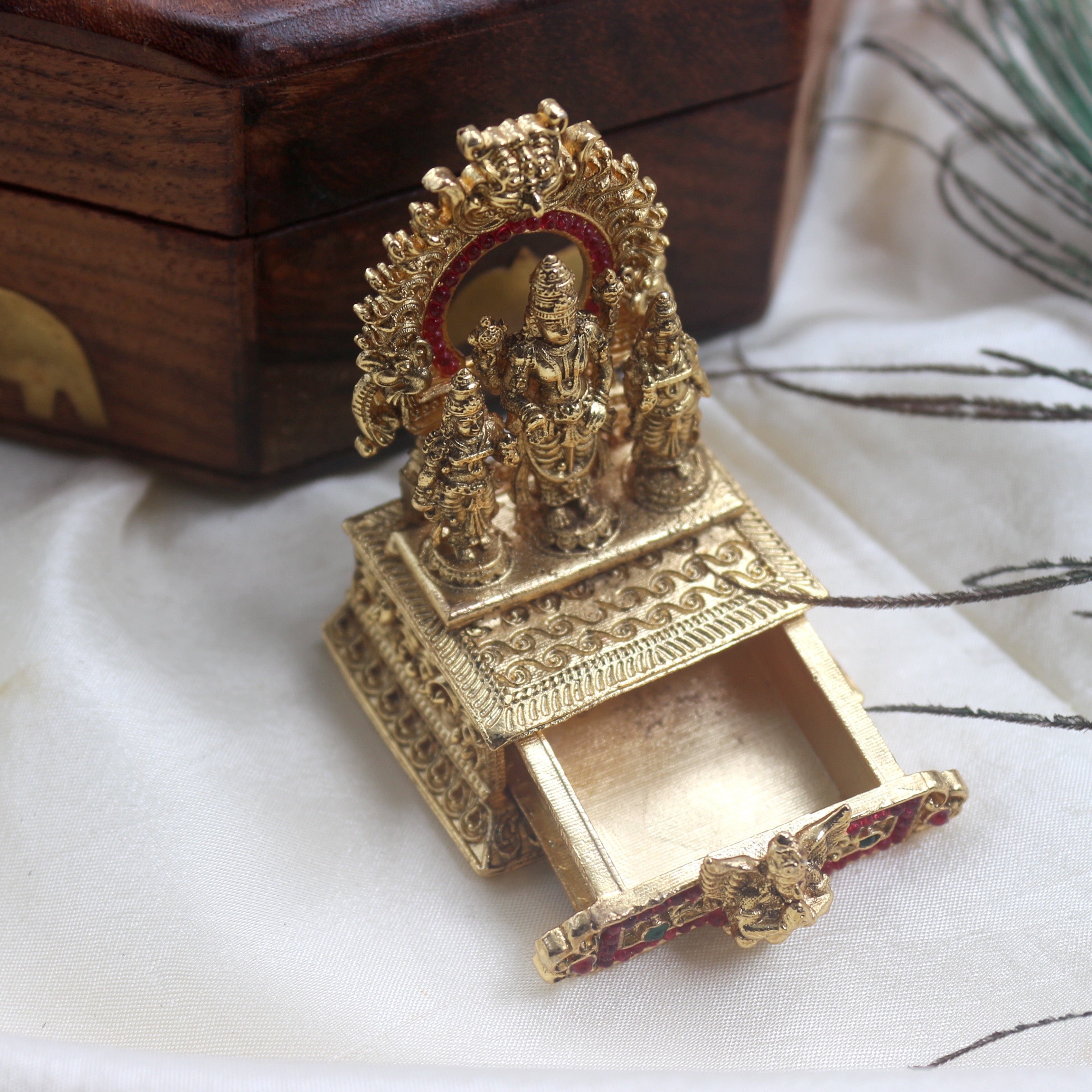 Premium Nagasi Lord Balaji with Sridevi Bhoodevi Kumkum Box