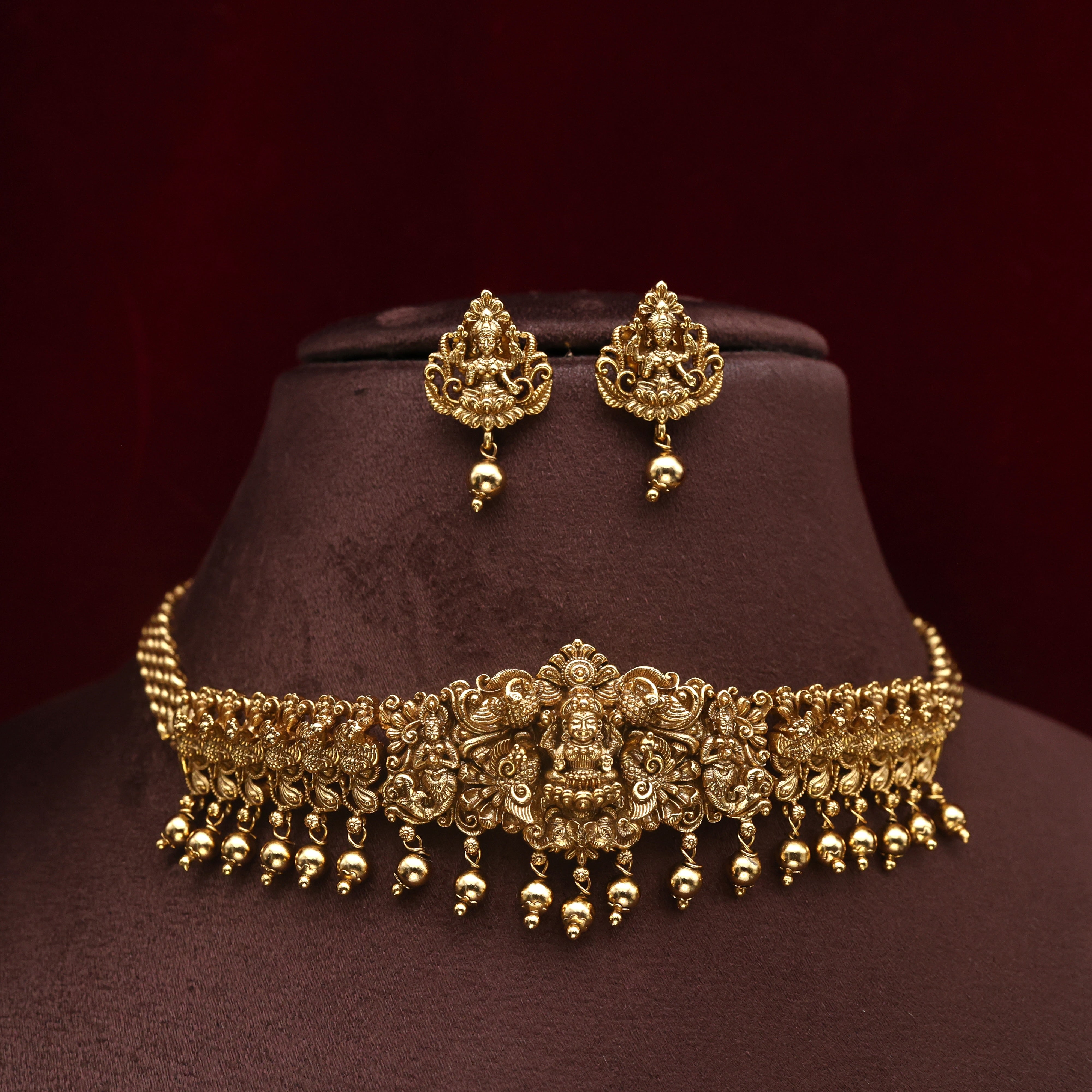 Antique Nagas Lakshmi Devi High Neck Choker