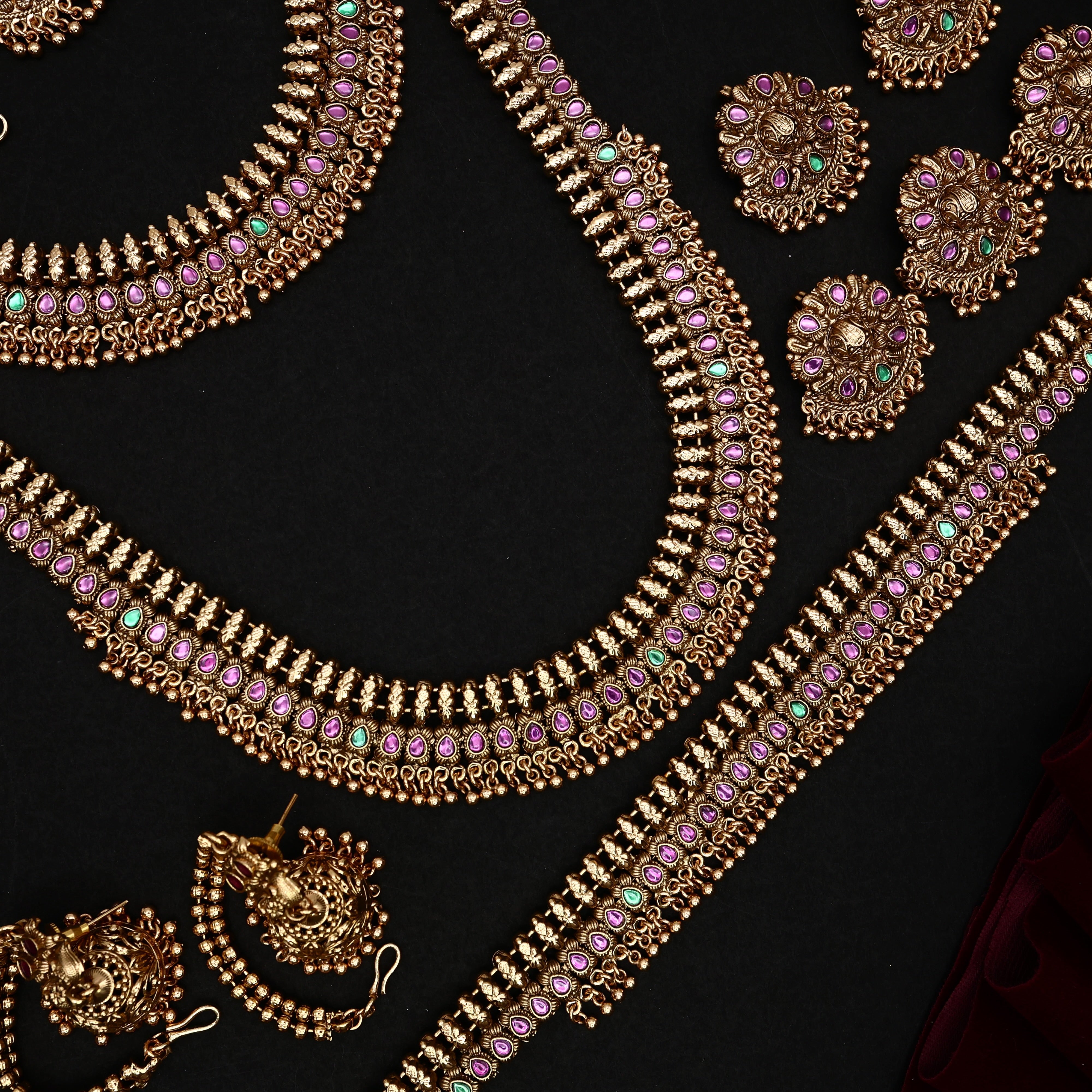 Antique Nagas Precious Kemp Flower Buds Full Bridal Set