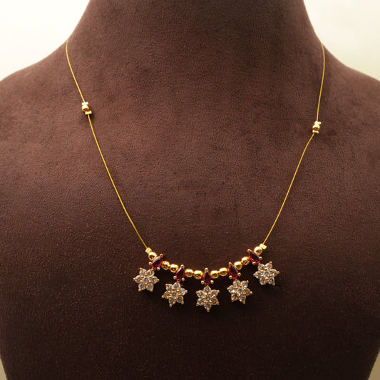 AD 5 Star Lightweight Invisible Necklace - Ruby Red