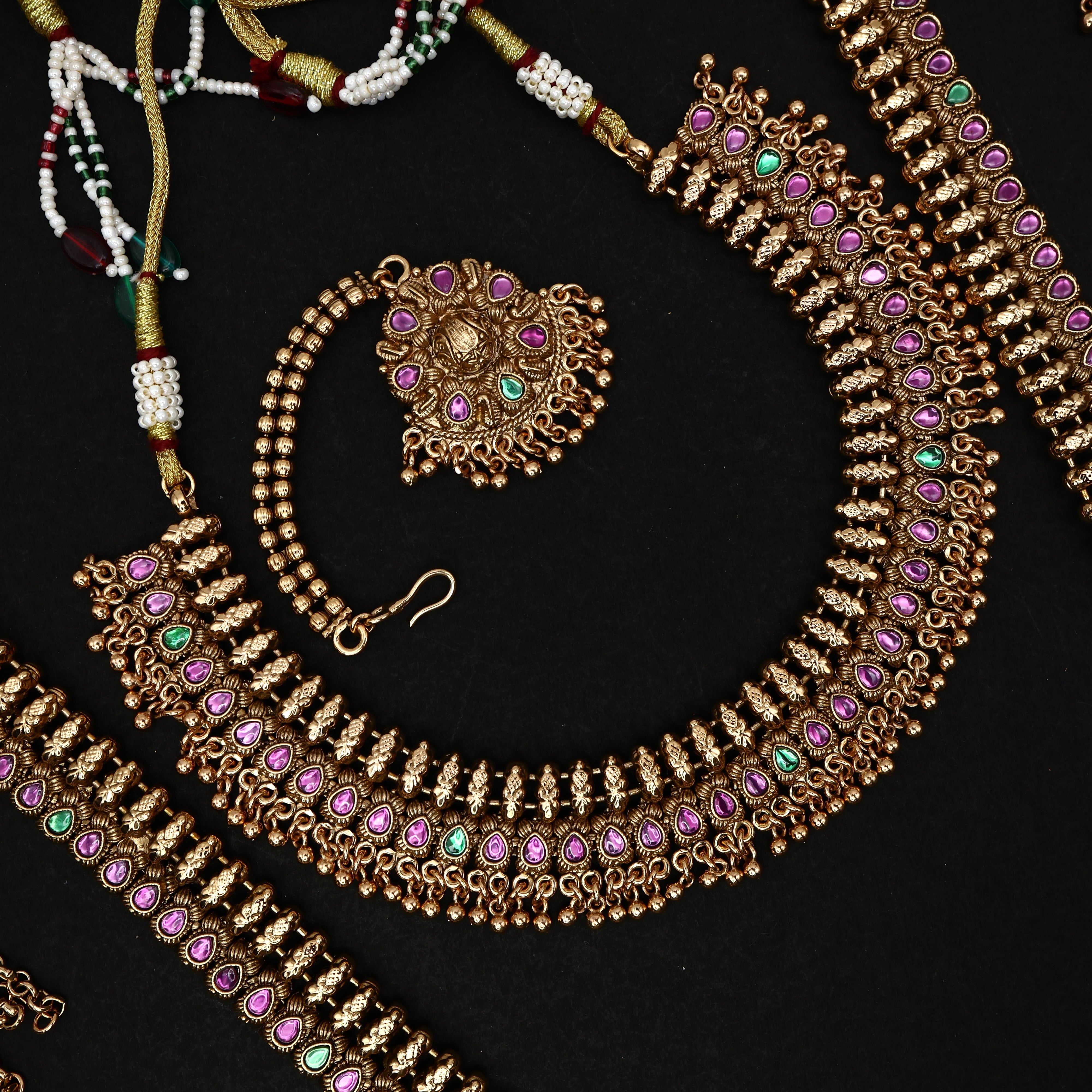 Antique Nagas Precious Kemp Flower Buds Full Bridal Set
